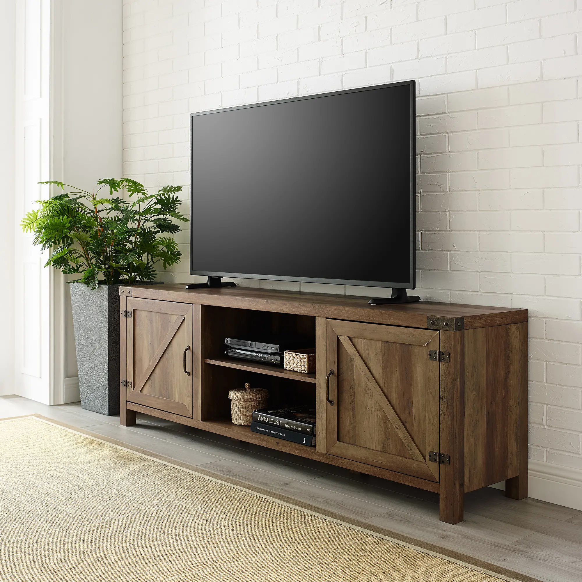 W70BDSDRO Cameron Rustic Oak 70 Inch Farmhouse TV Stand - Walker Edison-2