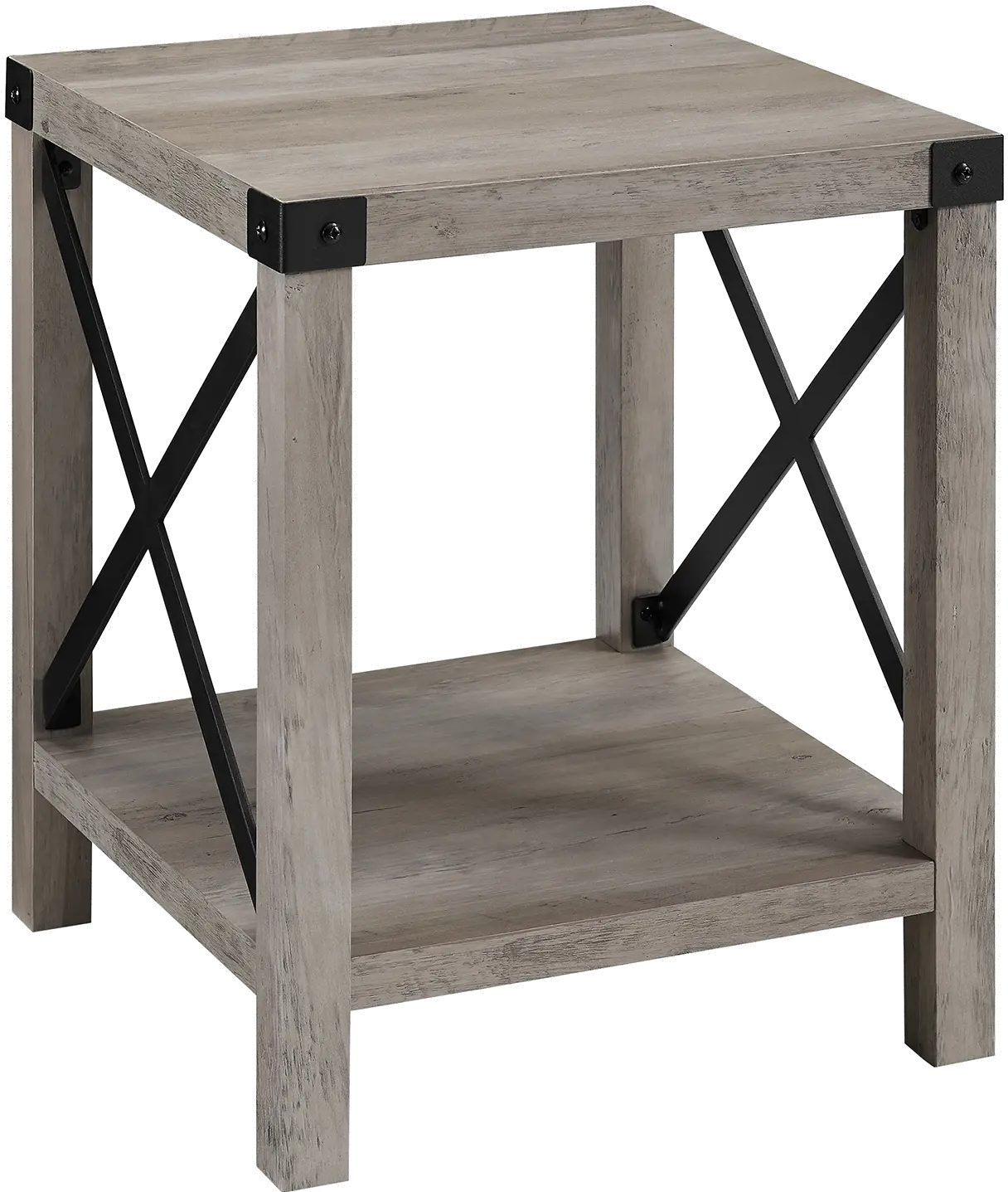 AF18MXSTGW Metal X Rustic Gray Wash Side Table - Walker Edison-1