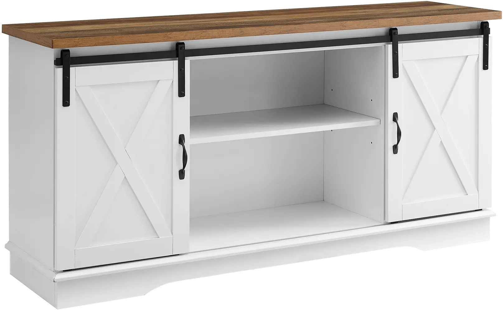 W58SBDSW Bailey White 58 Inch Farmhouse Wood TV Stand - Walker Edison-4