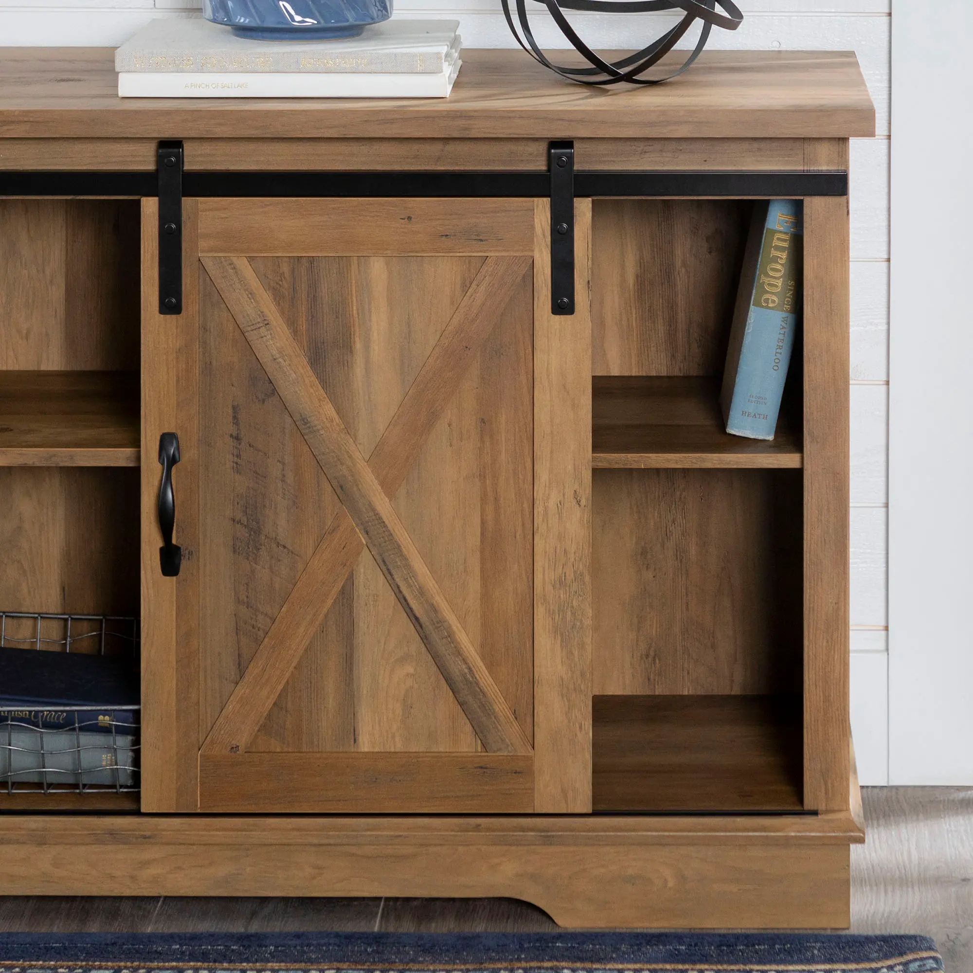 W58SBDRO Bailey Rustic Oak 58 Inch Wood Farmhouse TV Stand - Walker Edison-3
