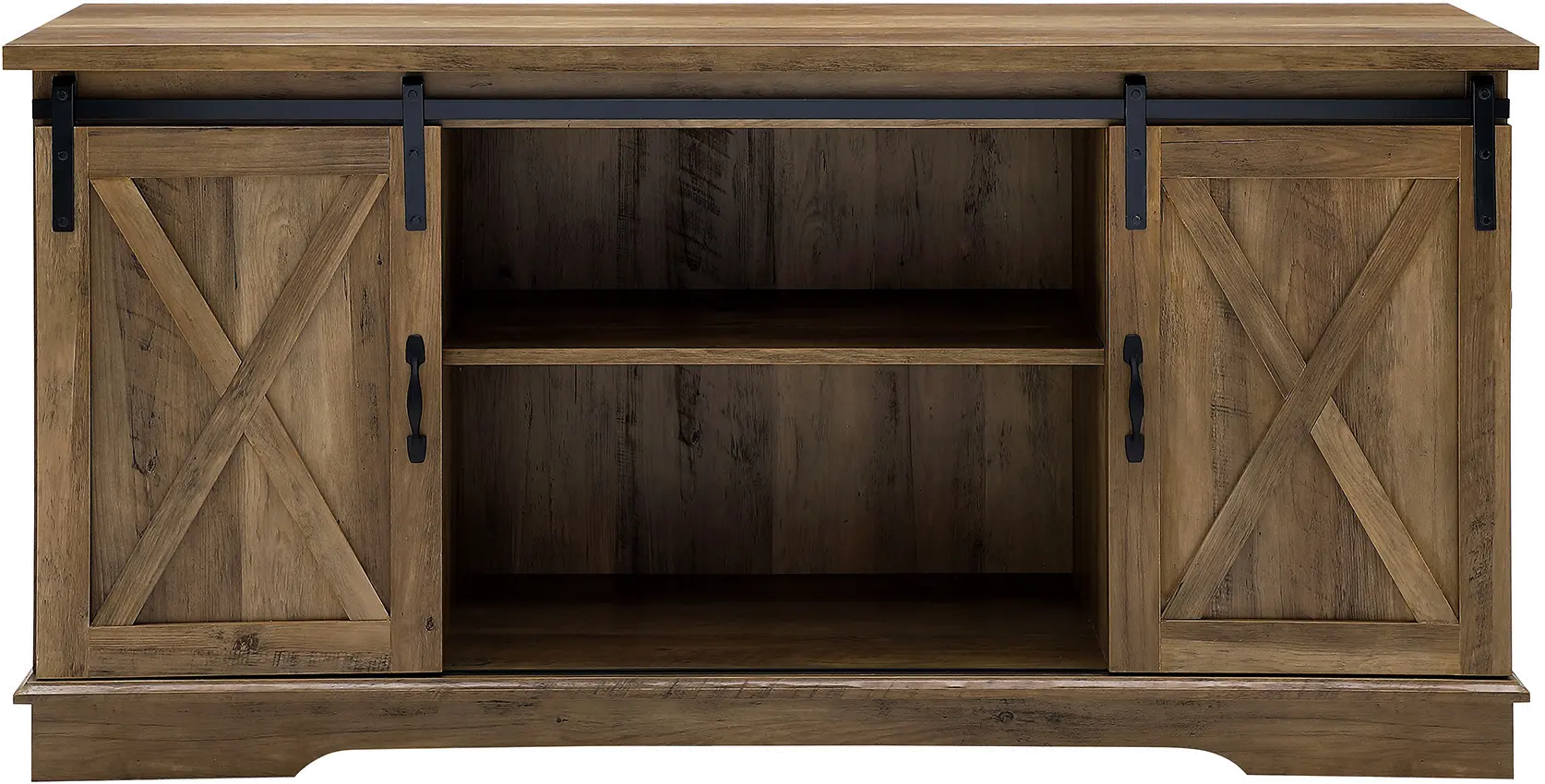W58SBDRO Bailey Rustic Oak 58 Inch Wood Farmhouse TV Stand - Walker Edison-1