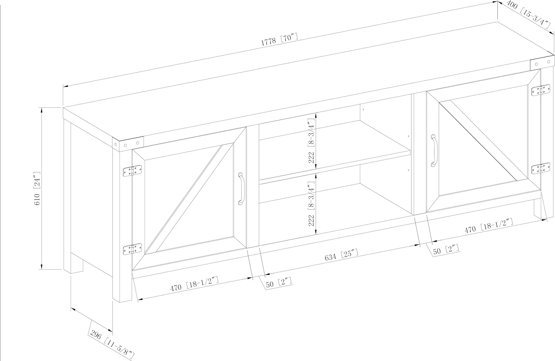W70BDSDGW Cameron Gray Wash 70 Inch Farmhouse TV Stand - Walker Edison-5