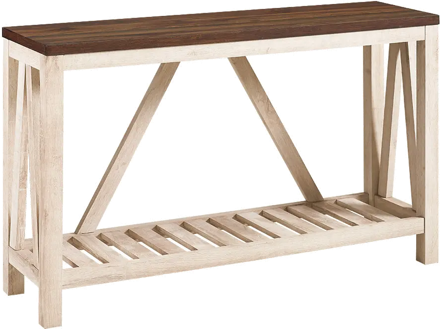 AF52AFTWWO 52 Inch Dark Walnut and White Oak Rustic Entryway Sofa Table - Walker Edison-1