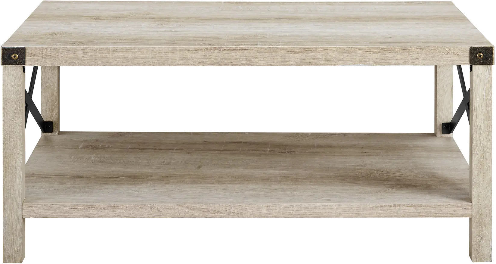 AF40MXCTWO Metal X Rustic White Oak Wood Coffee Table - Walker Edison-4