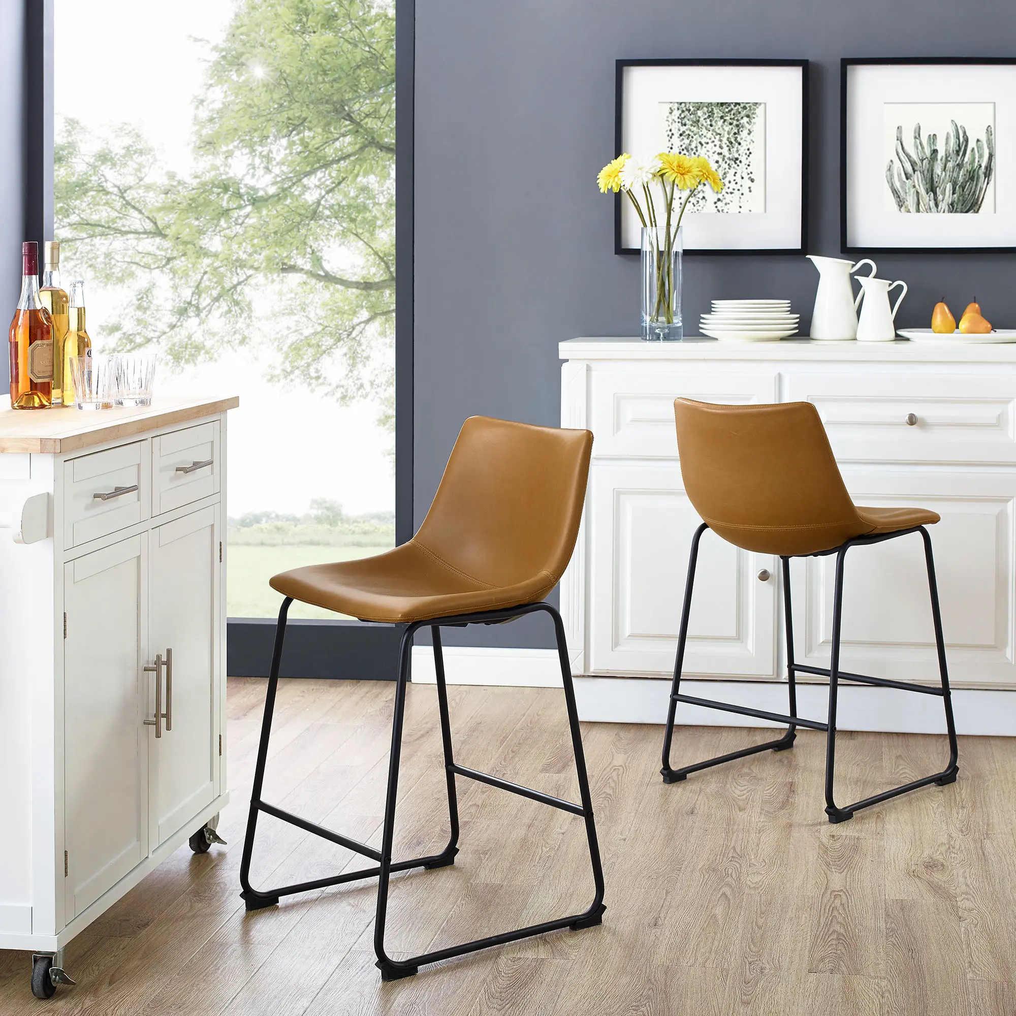 CHL26WB Slope Saddle Brown Counter Height Stool, Set of 2-2