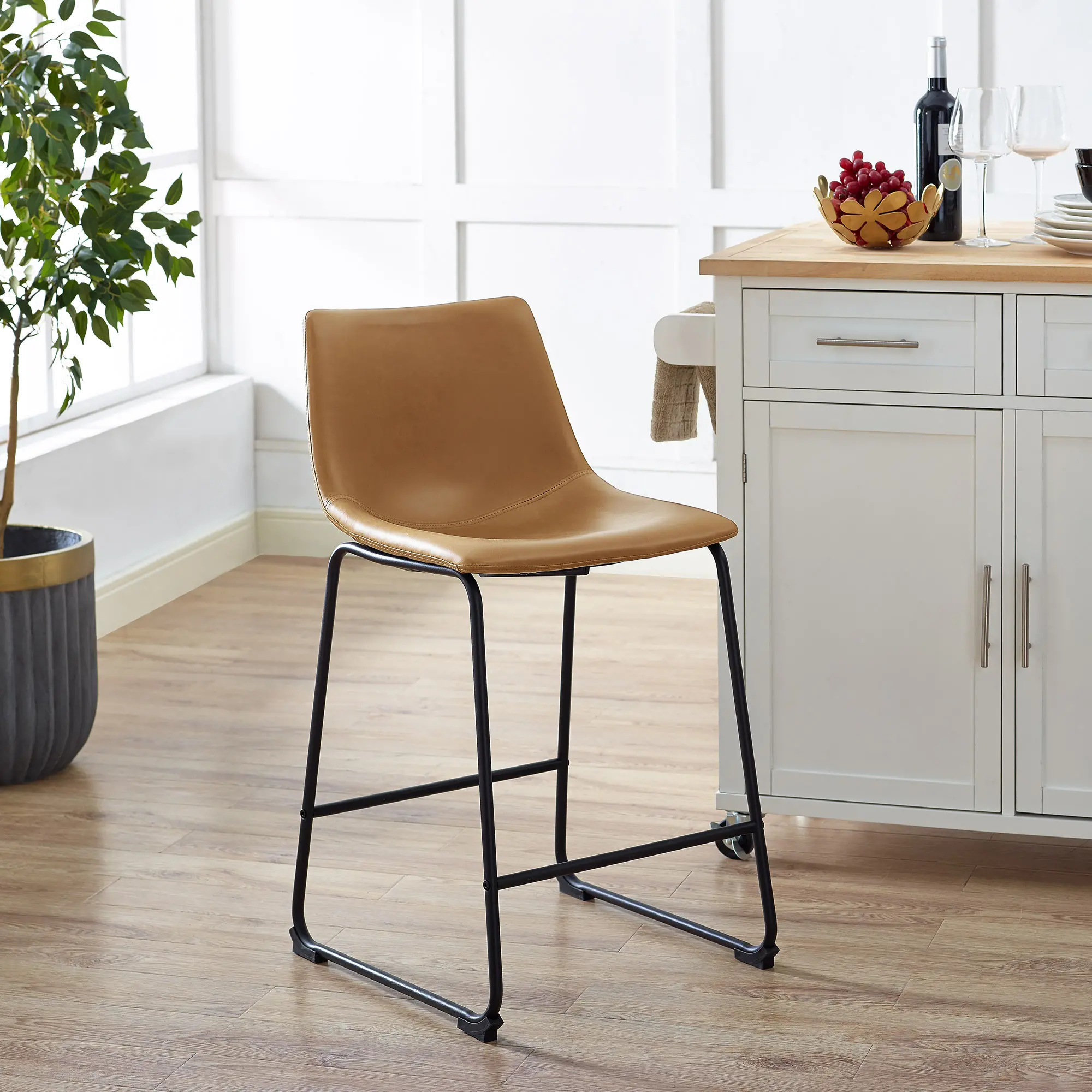 CHL26WB Slope Saddle Brown Counter Height Stool, Set of 2-3
