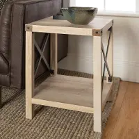 AF18MXSTWO Metal X Rustic White Oak Wood Side Table - Walker Edison