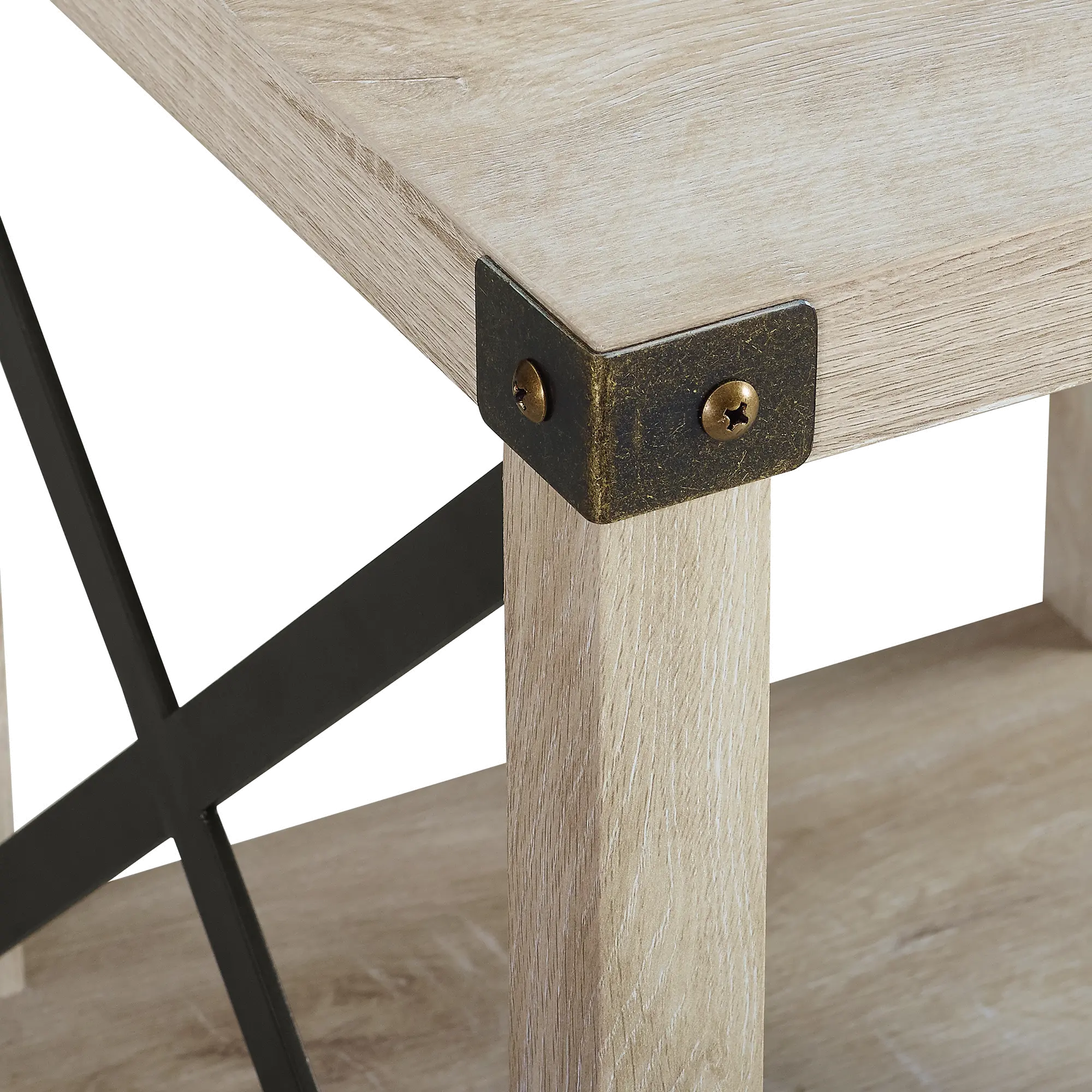 AF18MXSTWO Metal X Rustic White Oak Wood Side Table - Walker Edison-3