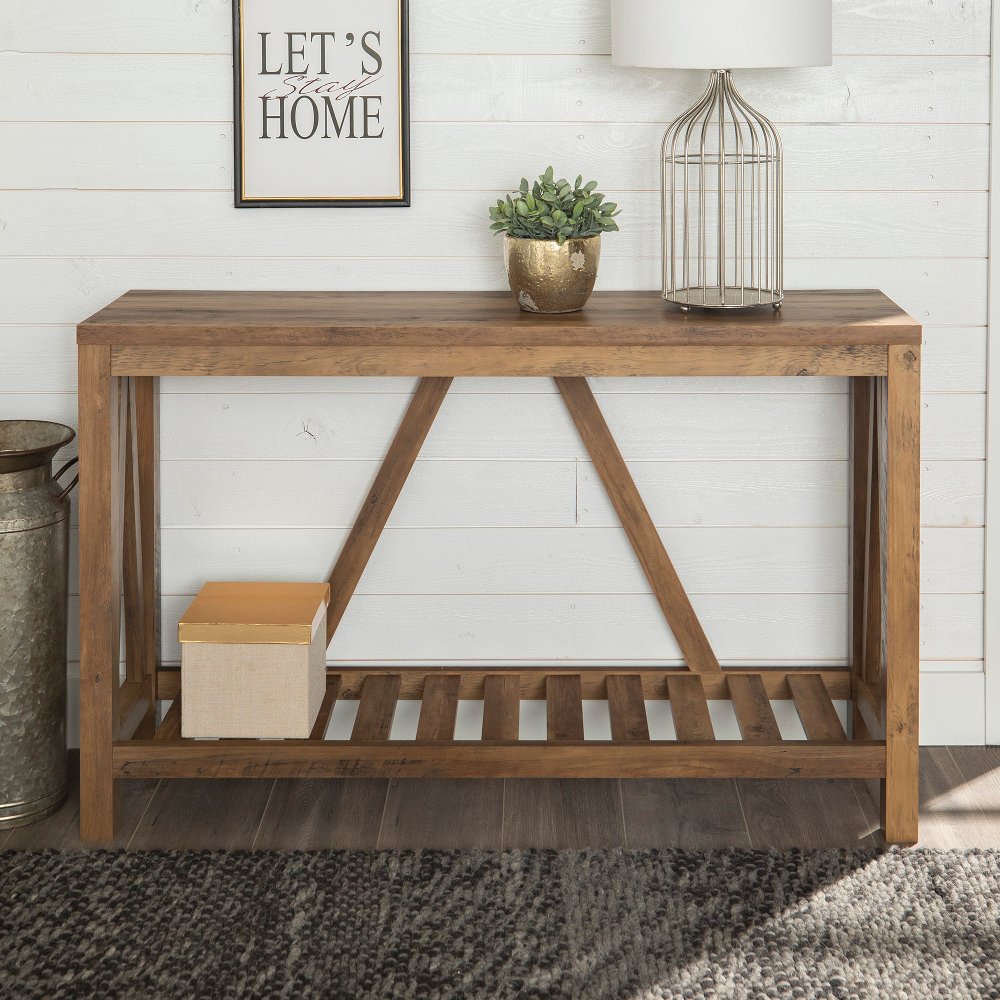 52 Inch Rustic Oak Country Entryway Sofa Table - Walker Edison