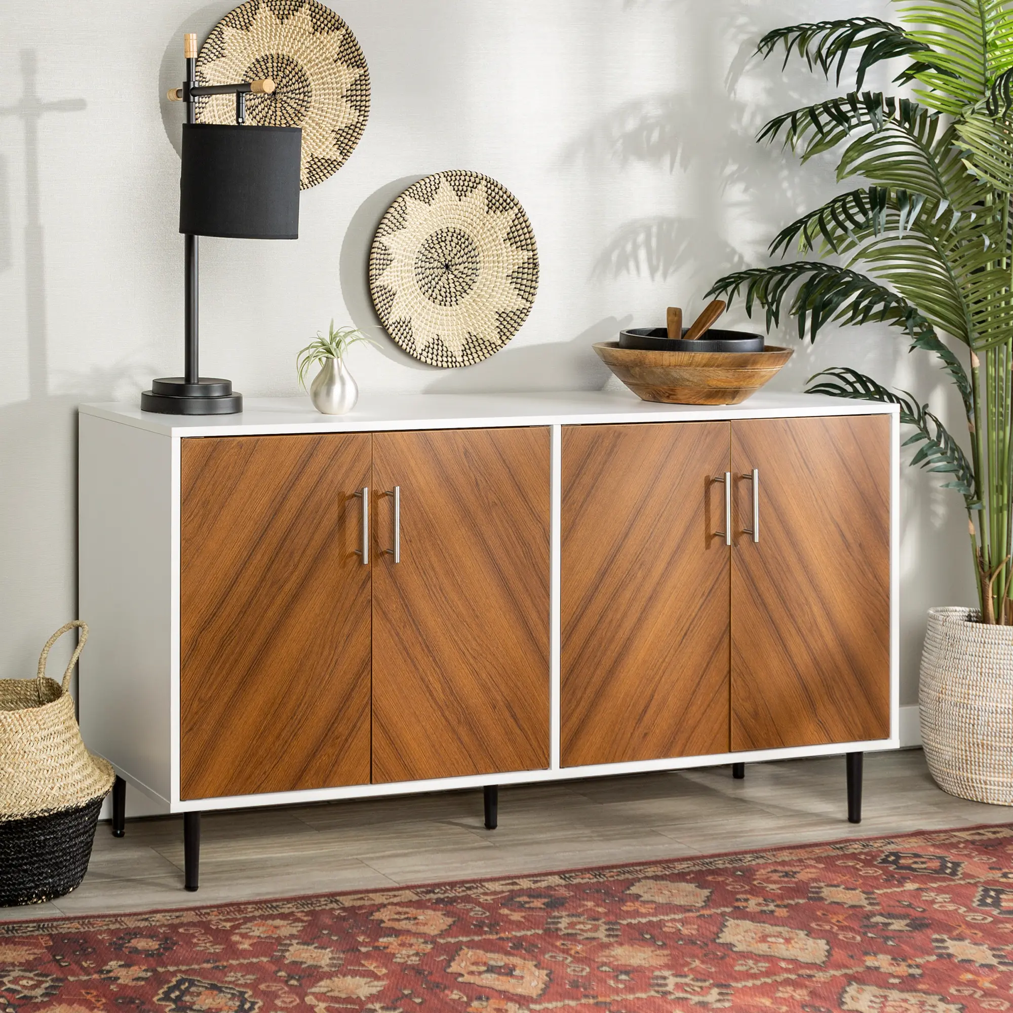 BU58HPBMWHT Mid Century Modern 58 Inch TV Stand - Walker Edison-2
