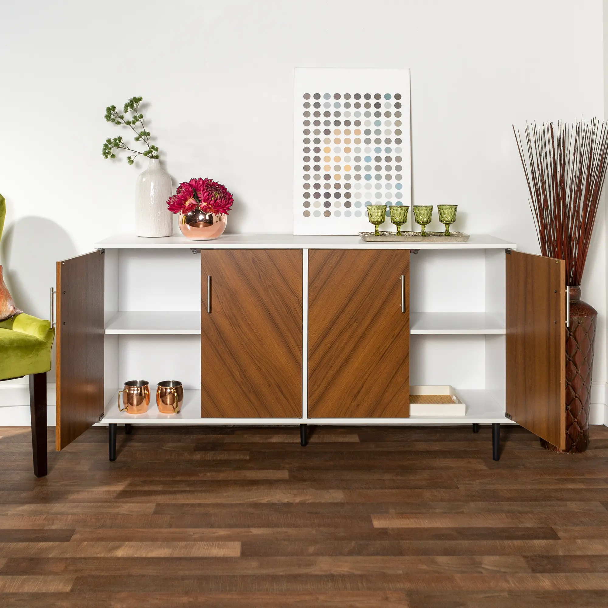 BU58HPBMWHT Mid Century Modern 58 Inch TV Stand - Walker Edison-3