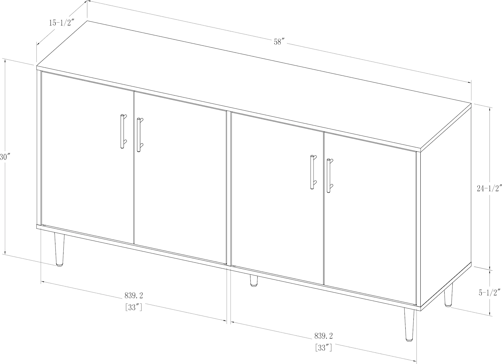 BU58HPBMWHT Mid Century Modern 58 Inch TV Stand - Walker Edison-1