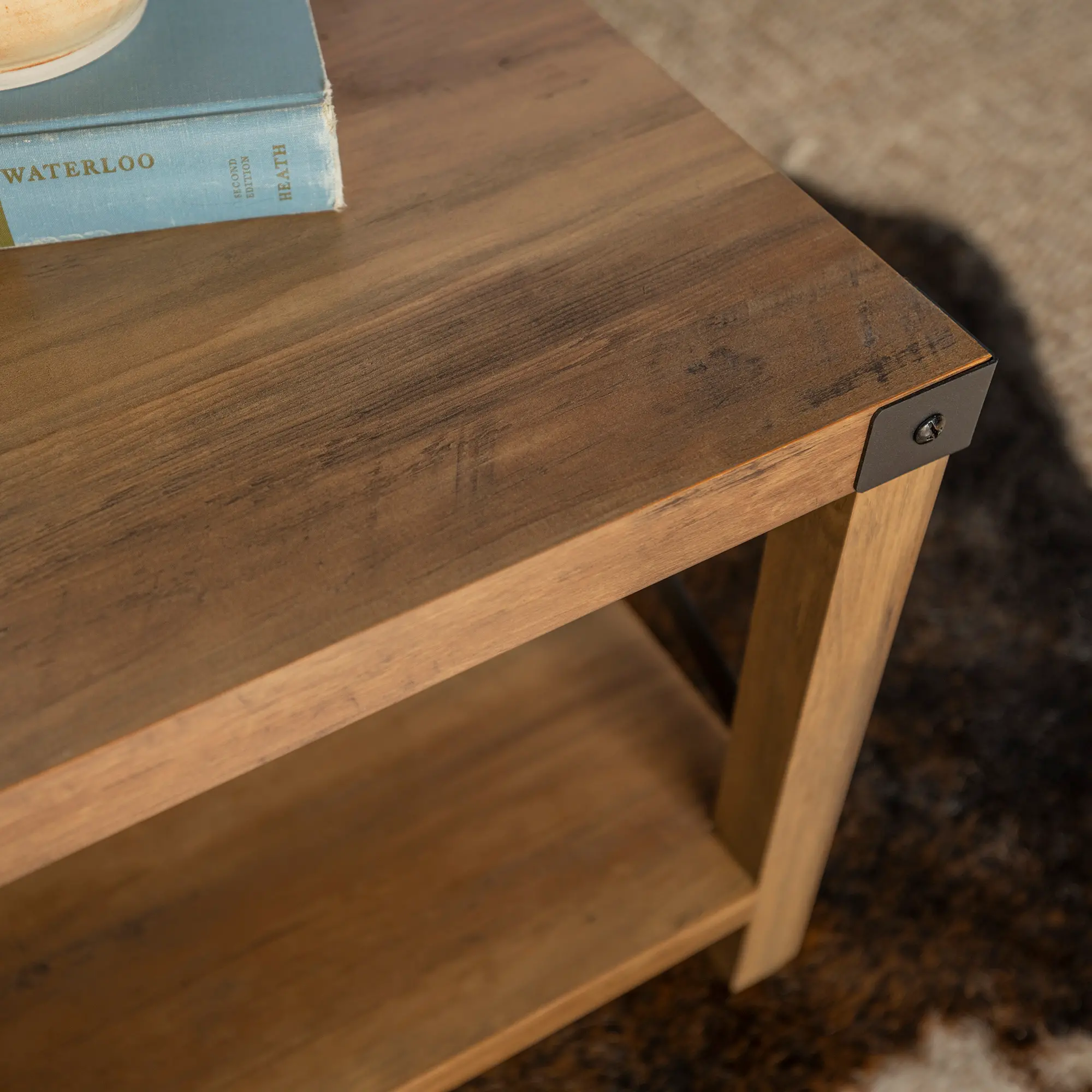 AF40MXCTRO Metal X Rustic Oak Wood Coffee Table - Walker Edison-3