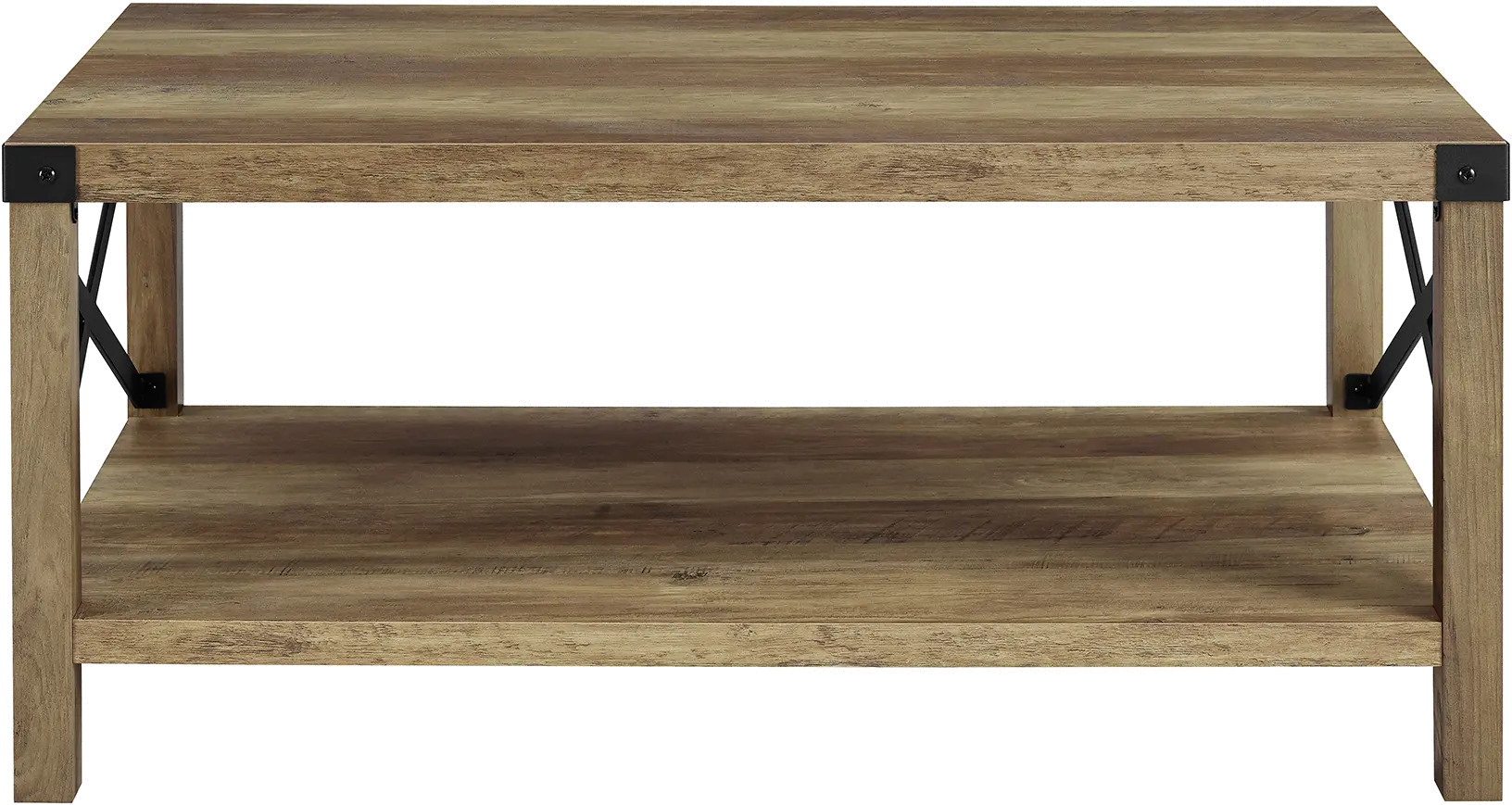 AF40MXCTRO Metal X Rustic Oak Wood Coffee Table - Walker Edison-1