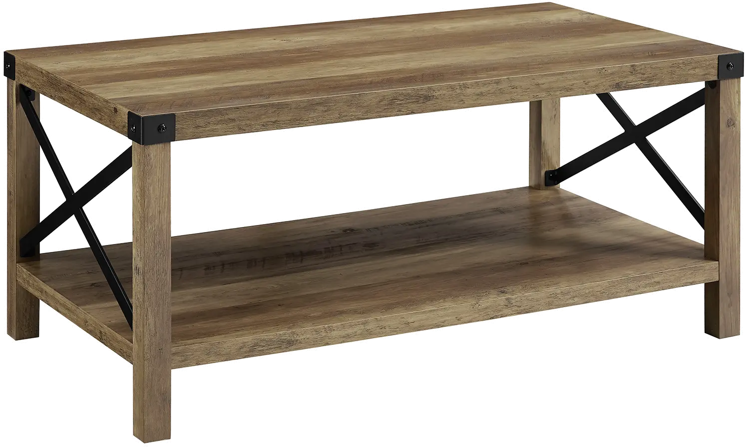 AF40MXCTRO Metal X Rustic Oak Wood Coffee Table - Walker Edison-4