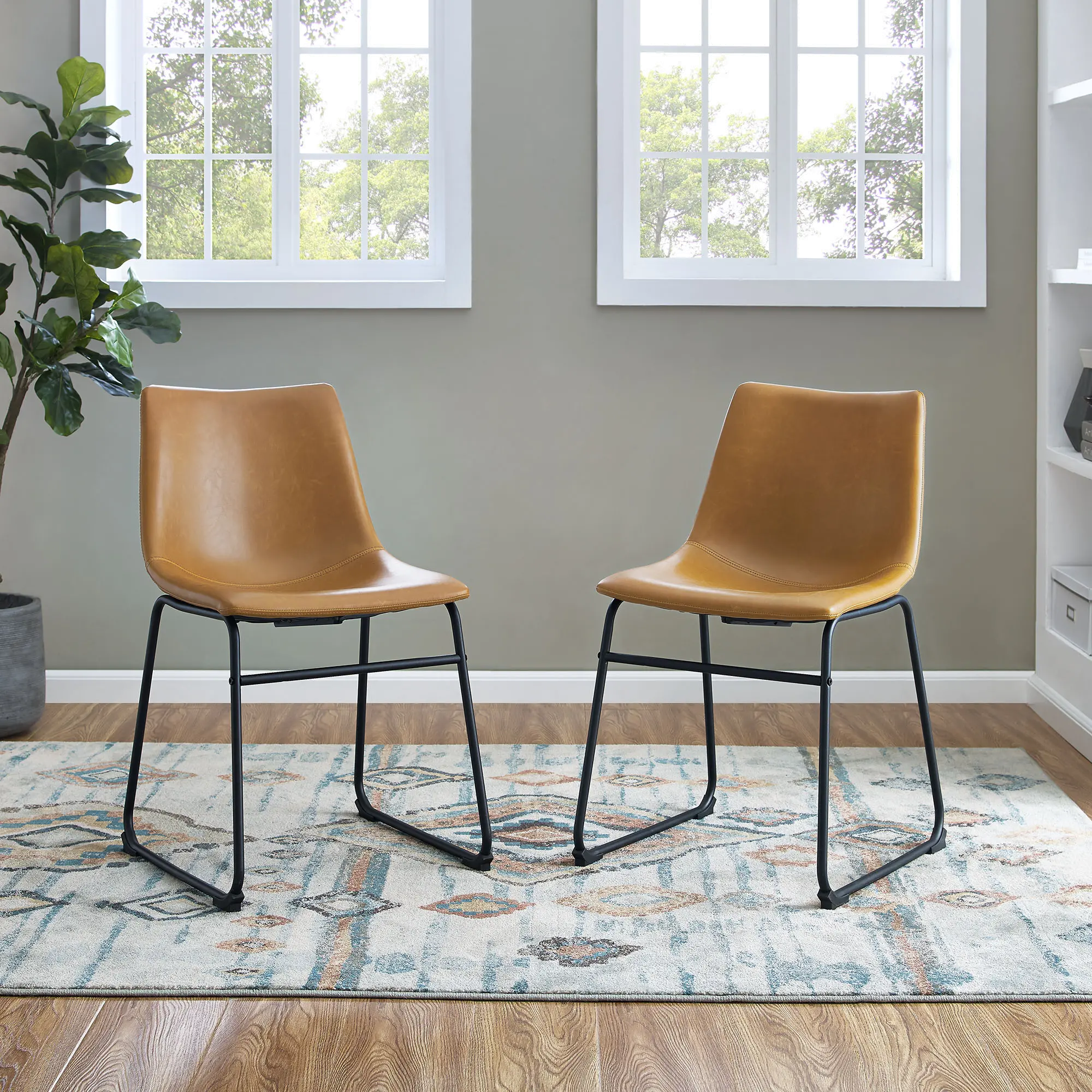 CHL18WB Saddles Light Brown Dining Room Chair, Set of 2 - Walker Edison-2