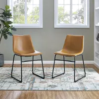 CHL18WB Saddles Light Brown Dining Room Chair, Set of 2 - Walker Edison