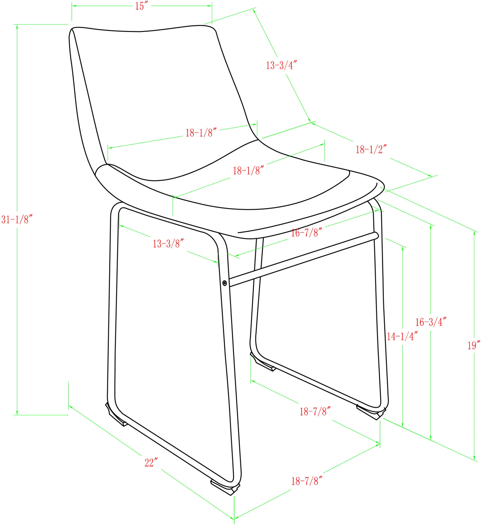 CHL18WB Saddles Light Brown Dining Room Chair, Set of 2 - Walker Edison-5