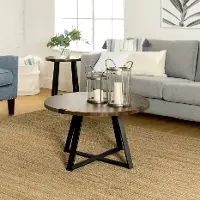 AF30MWCTRO Rustic Oak Coffee Table - Metal Wrap - Walker Edison