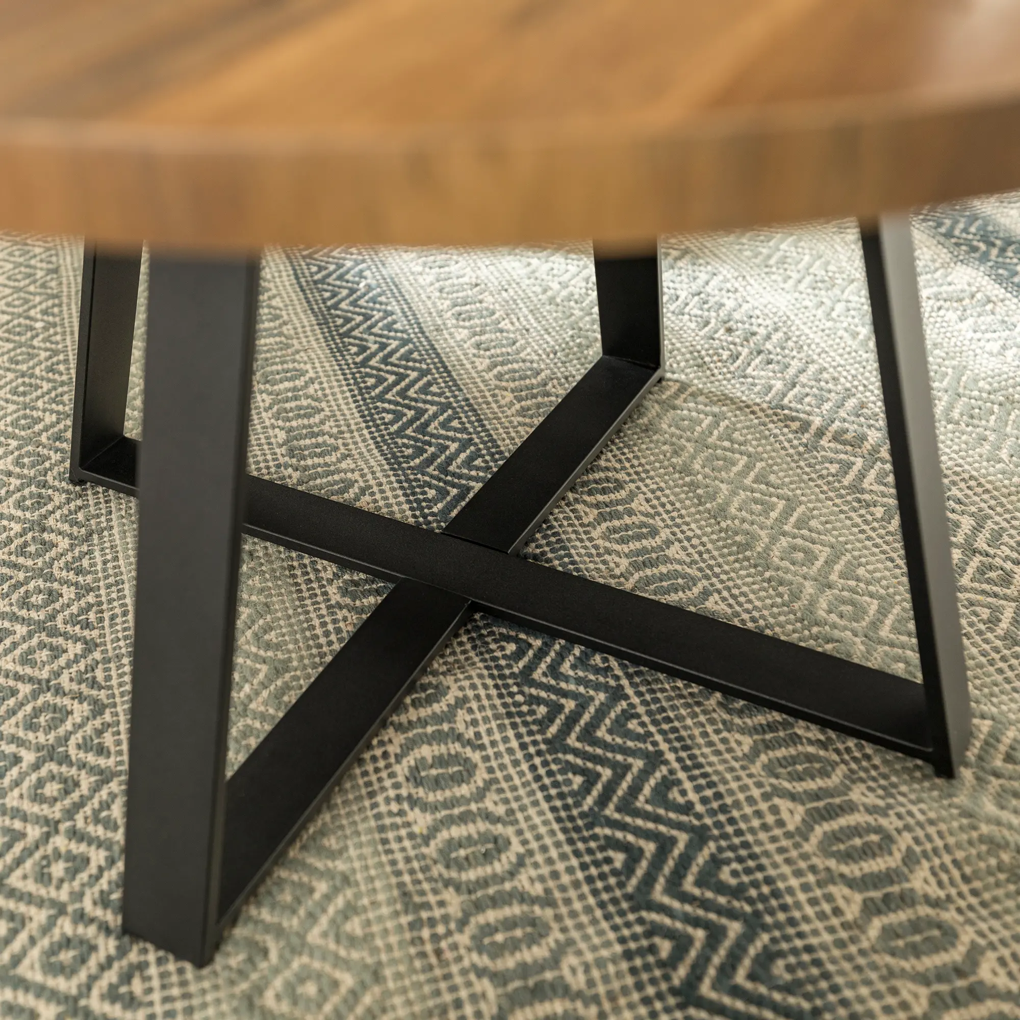 AF30MWCTRO Rustic Oak Coffee Table - Metal Wrap - Walker Edison-3