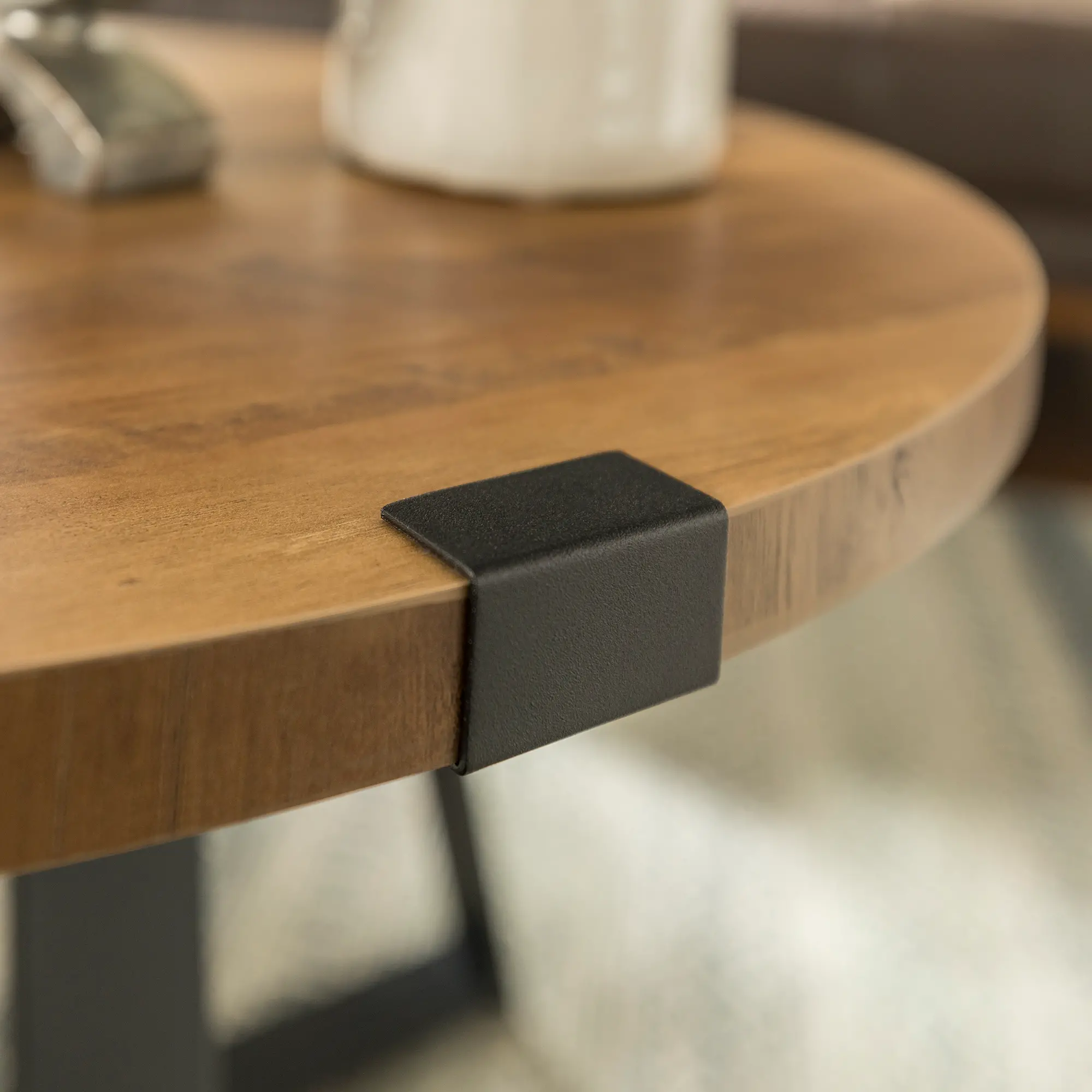 AF30MWCTRO Rustic Oak Coffee Table - Metal Wrap - Walker Edison-4