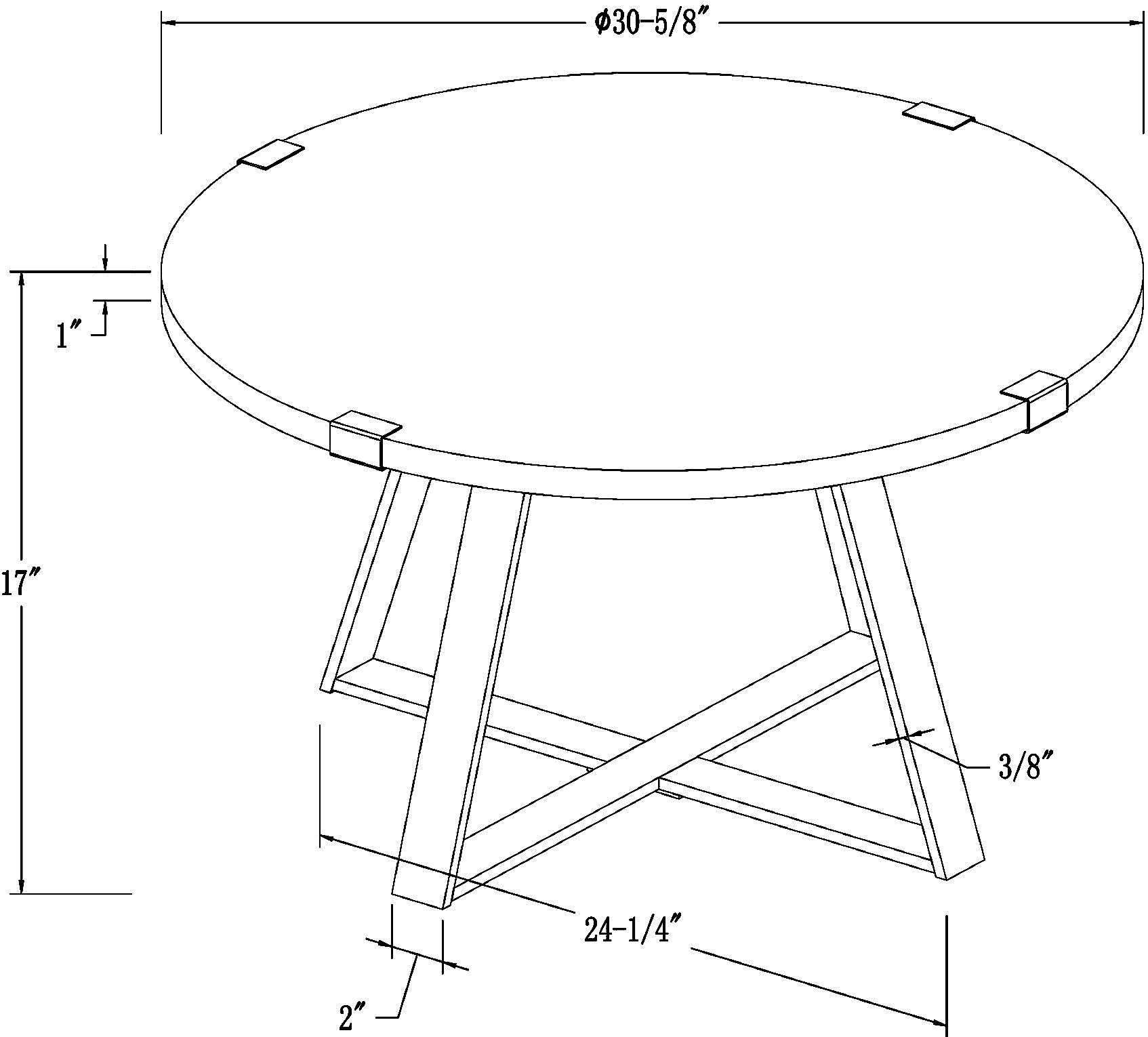 AF30MWCTRO Rustic Oak Coffee Table - Metal Wrap - Walker Edison-1