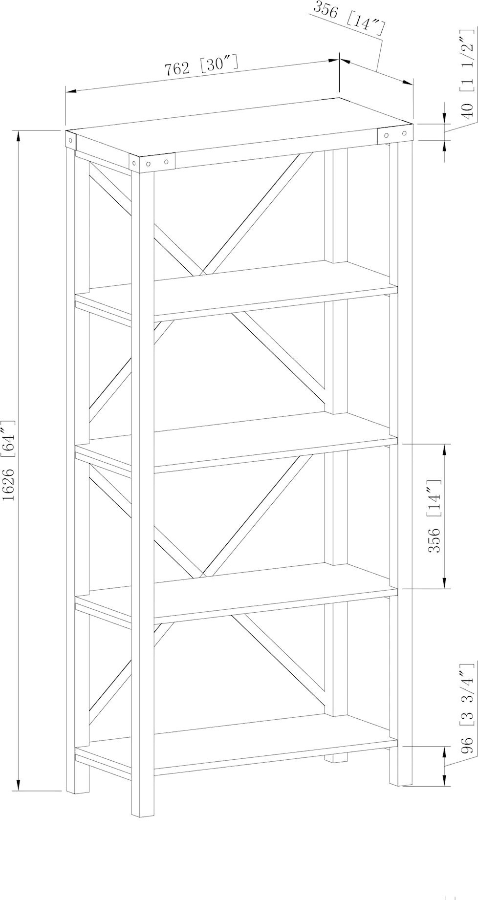 BS64MXGW Farmhouse Metal 64 Inch Bookcase - Walker Edison-5