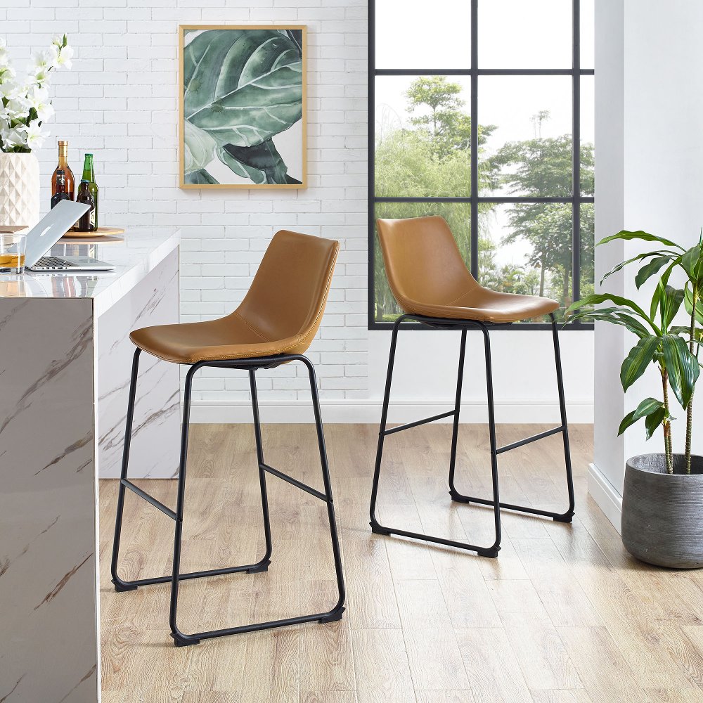 Slope Saddle Brown Bar Height Stool Set of 2