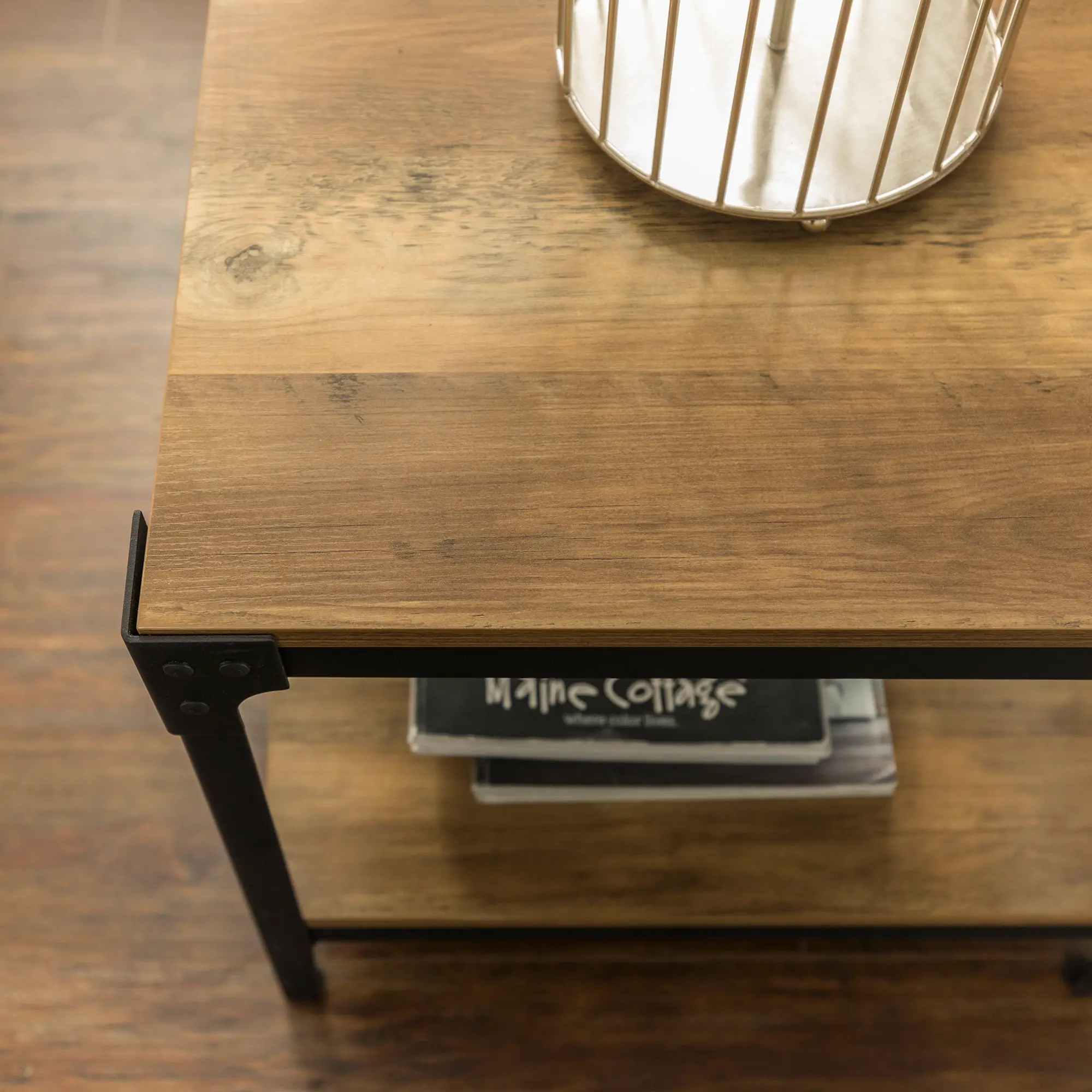 C46AICTRO Angle Iron Rustic Oak Wood Coffee Table - Walker Edison-3