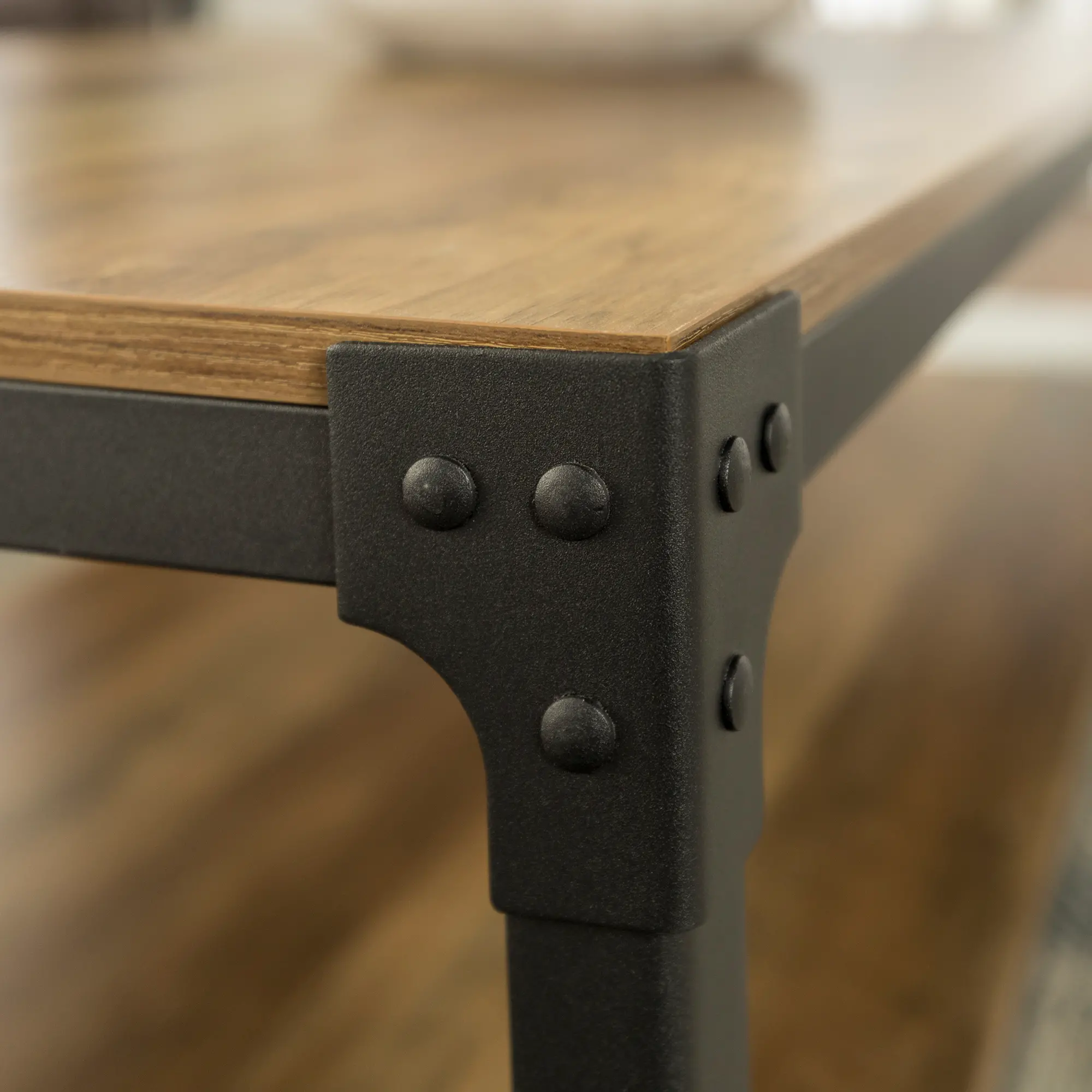 C46AICTRO Angle Iron Rustic Oak Wood Coffee Table - Walker Edison-4