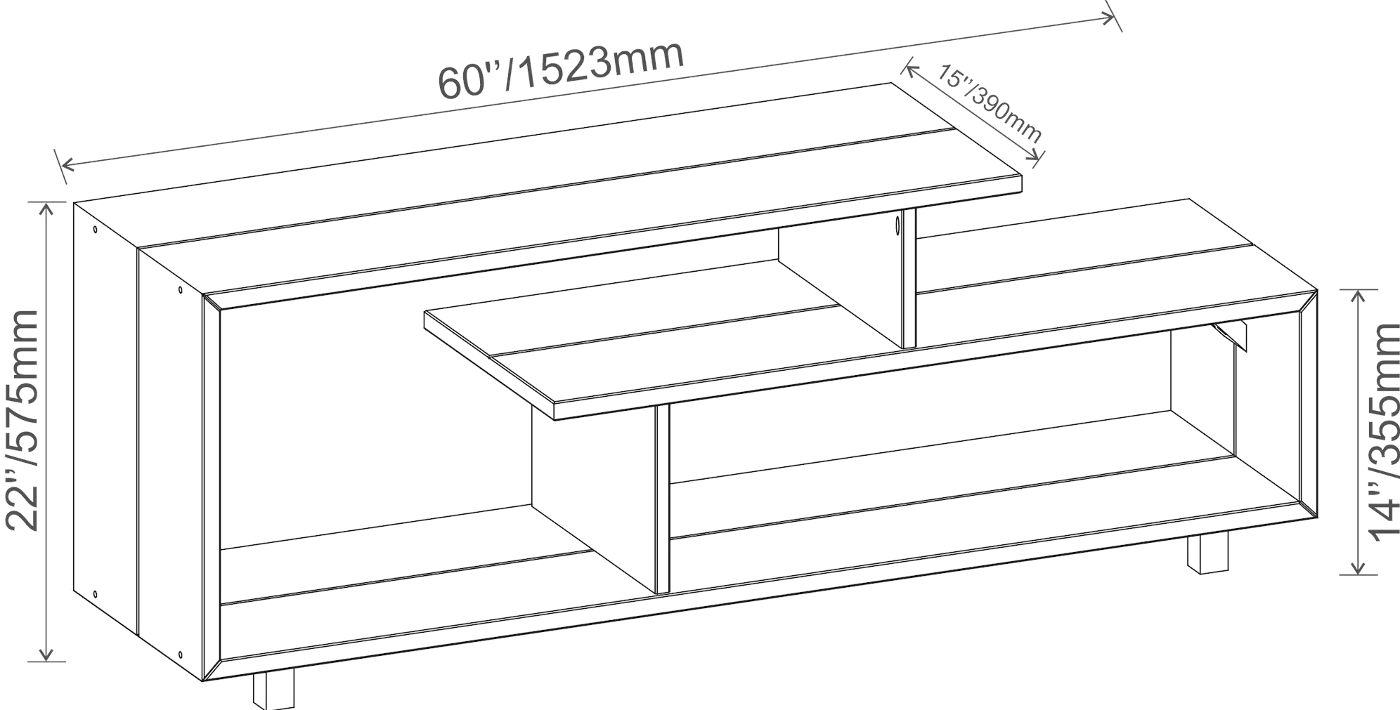W60RSWAM Amber 60 Inch Rustic Modern Solid Wood TV Stand - Walker Edison-5