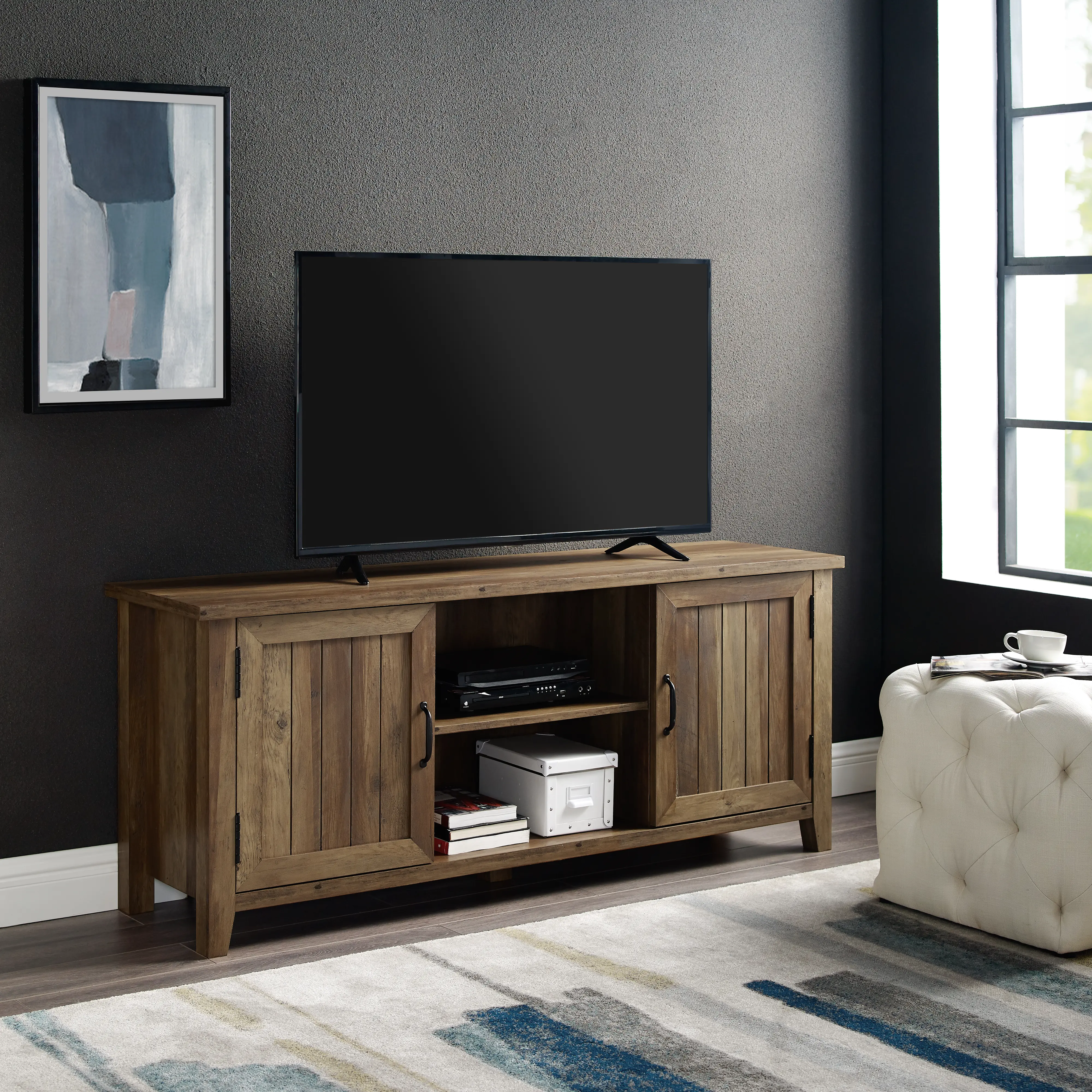 W58CS2DRO Carin Rustic Oak 58 Inch TV Stand - Walker Edison-2