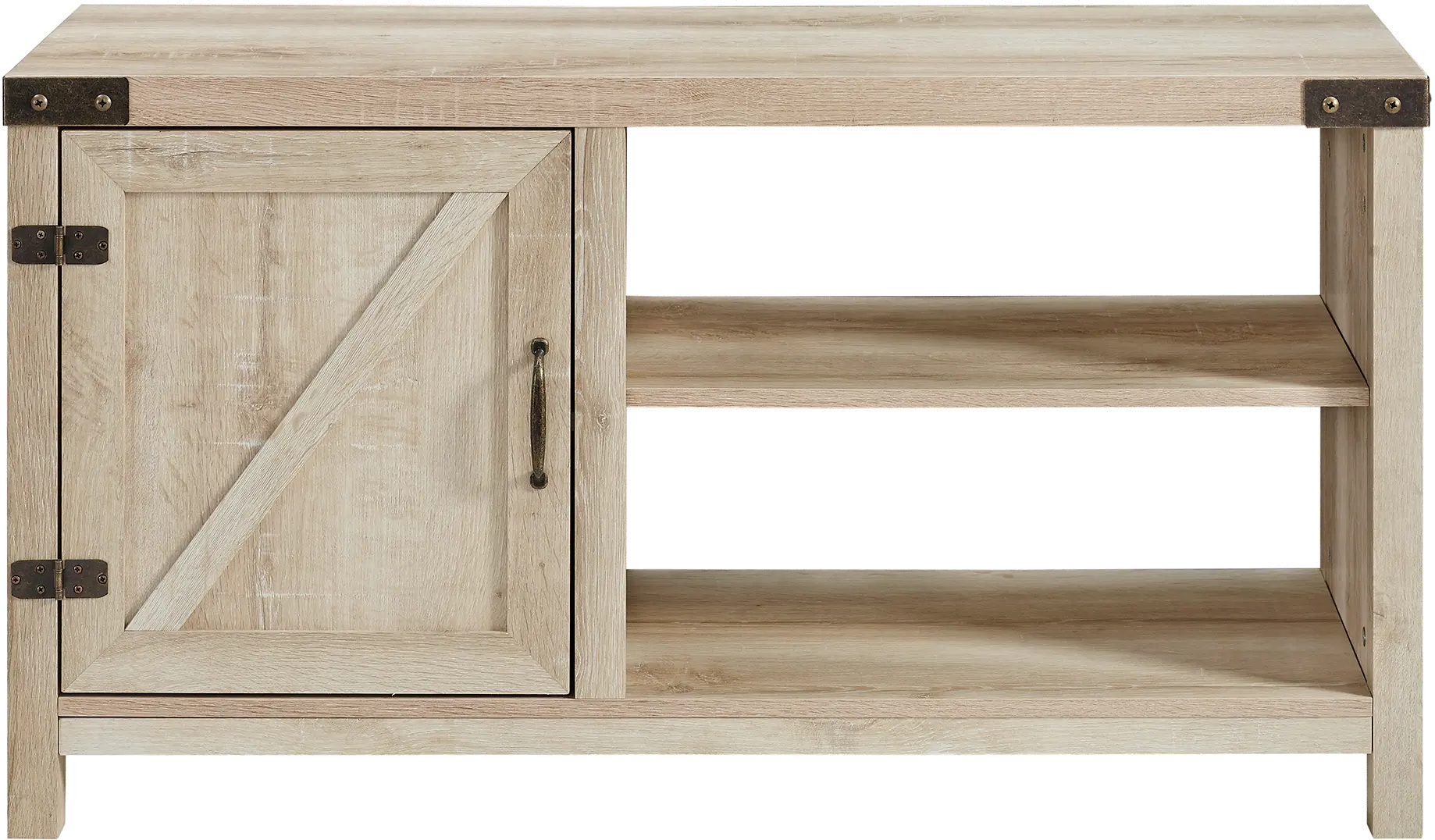W44BD1DWO Rustic Farmhouse 44 Inch TV Stand - White Oak-1