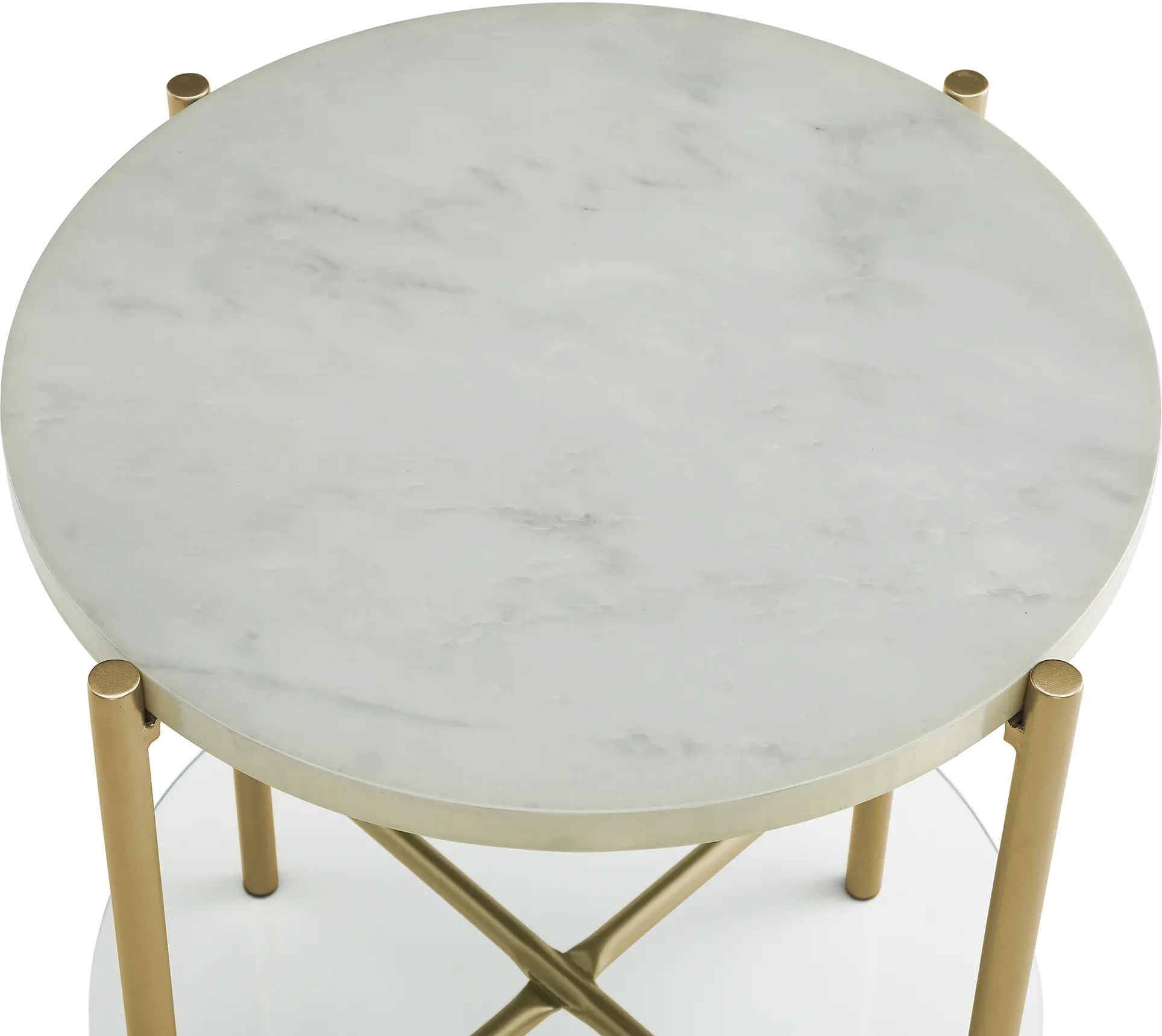 AF20SRDSTMGD Modern White Marble Top Round Side Table - Cleo-1