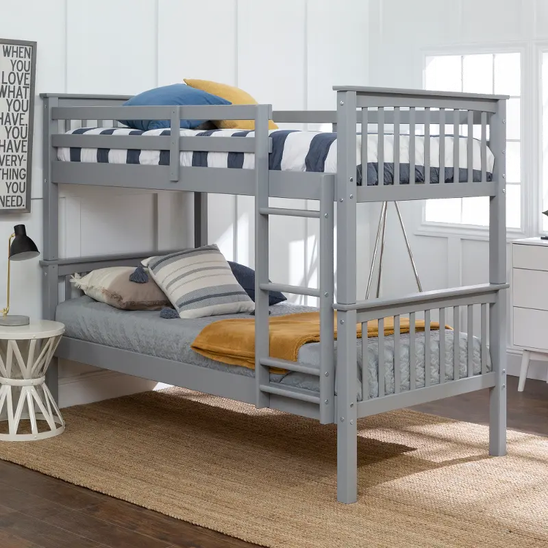 Mission Gray Twin-over-Twin Bunk Bed - Walker Edison