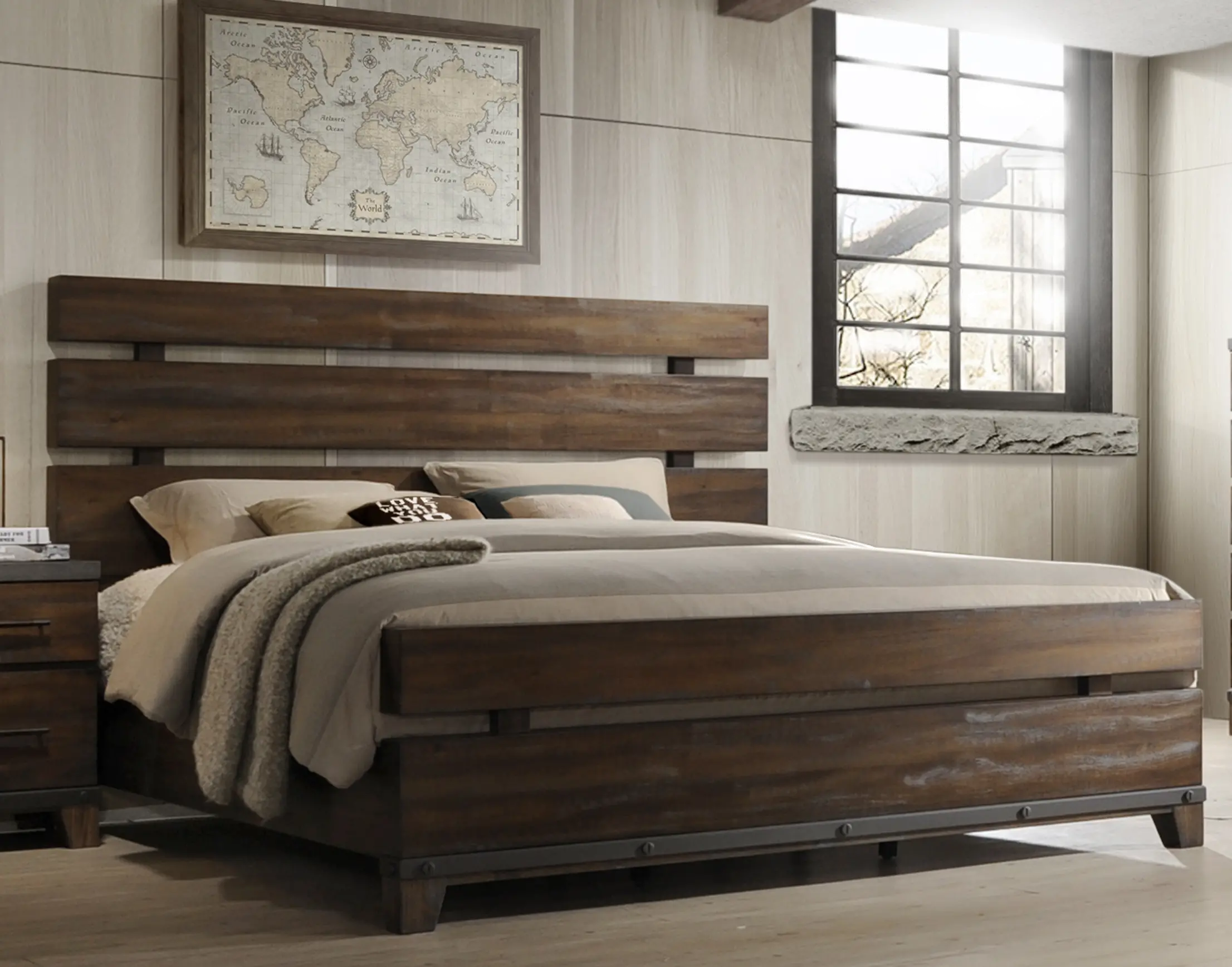 Forge Rustic Brown King Bed-2