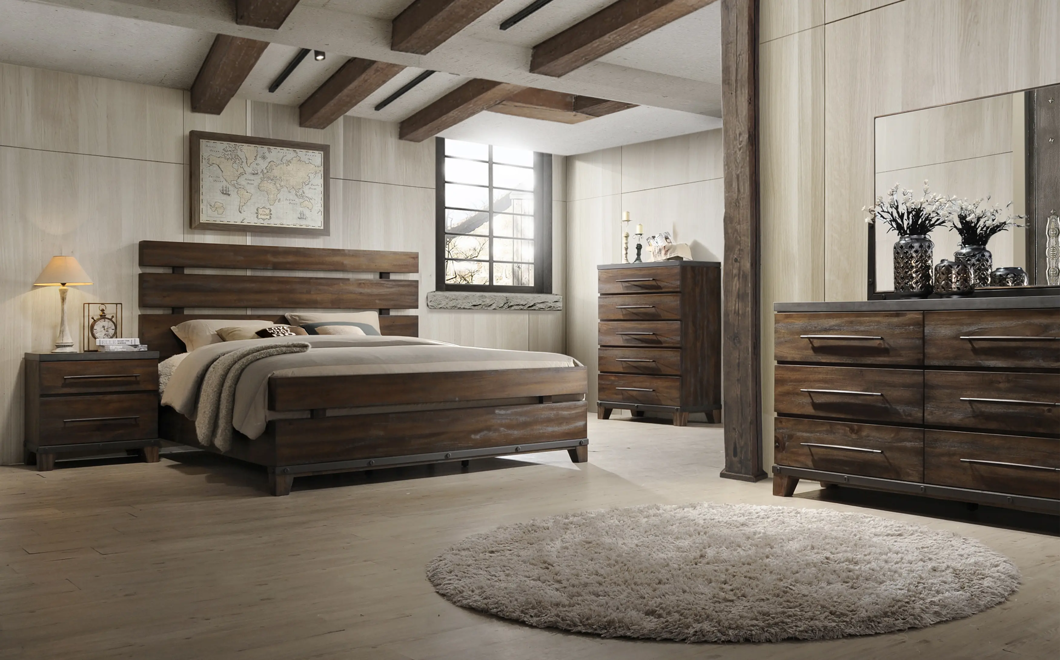 Forge Rustic Brown 4 Piece King Bedroom Set-1