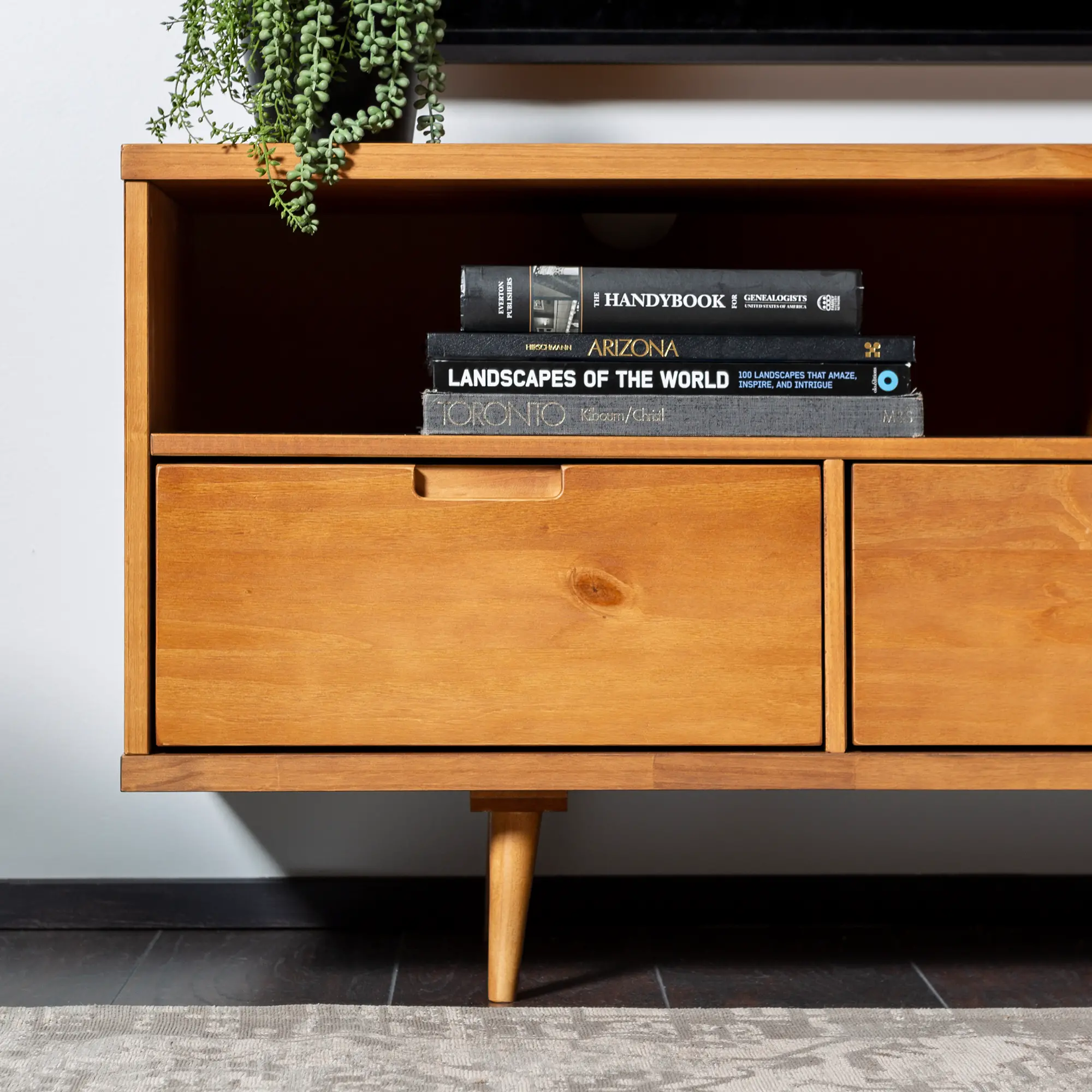W58IV3DCA Glenn Mid Century Caramel 58 Inch TV Stand - Walker Edison-3