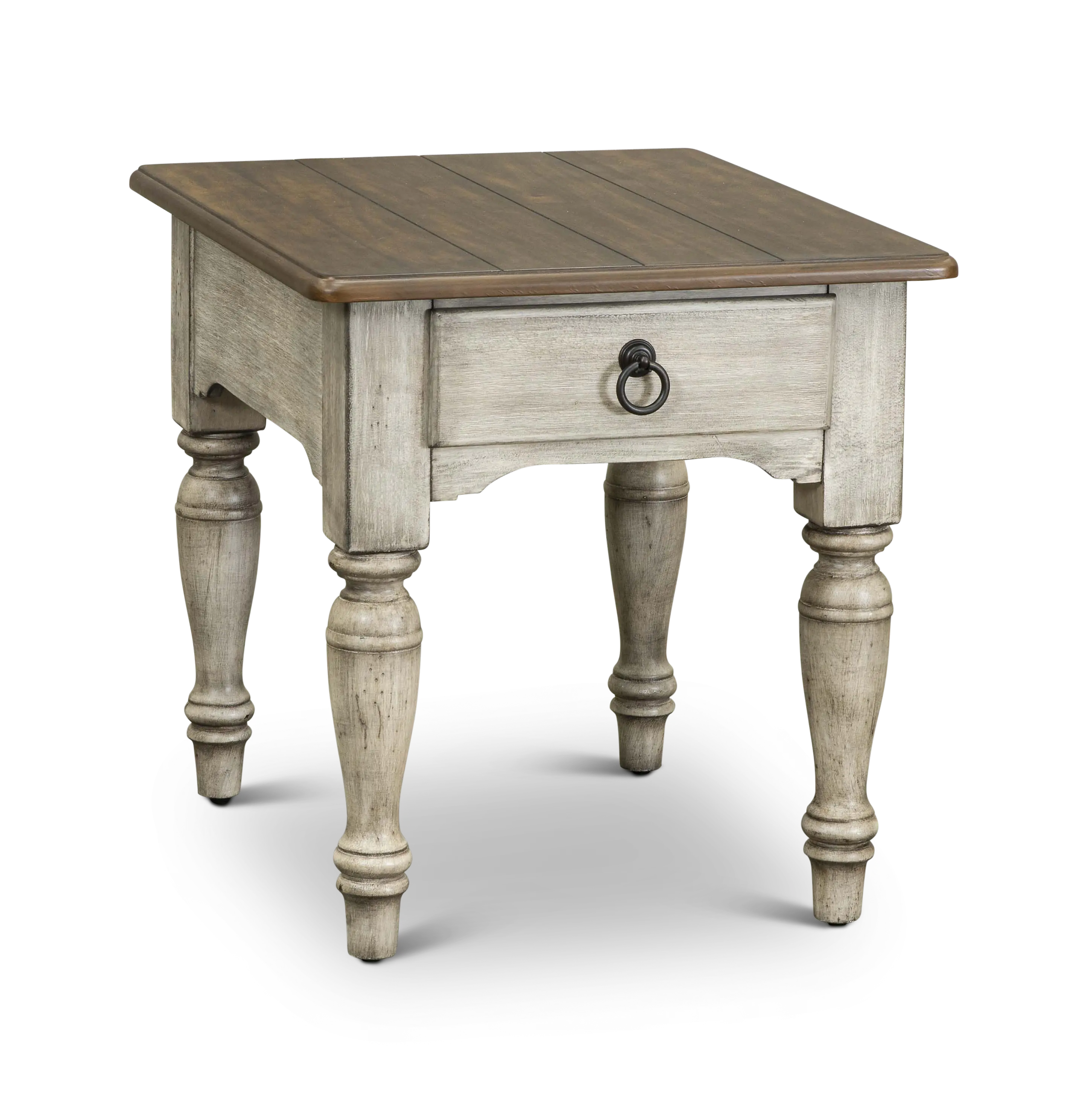 Antique White and Dark Wood End Table - Plymouth-1