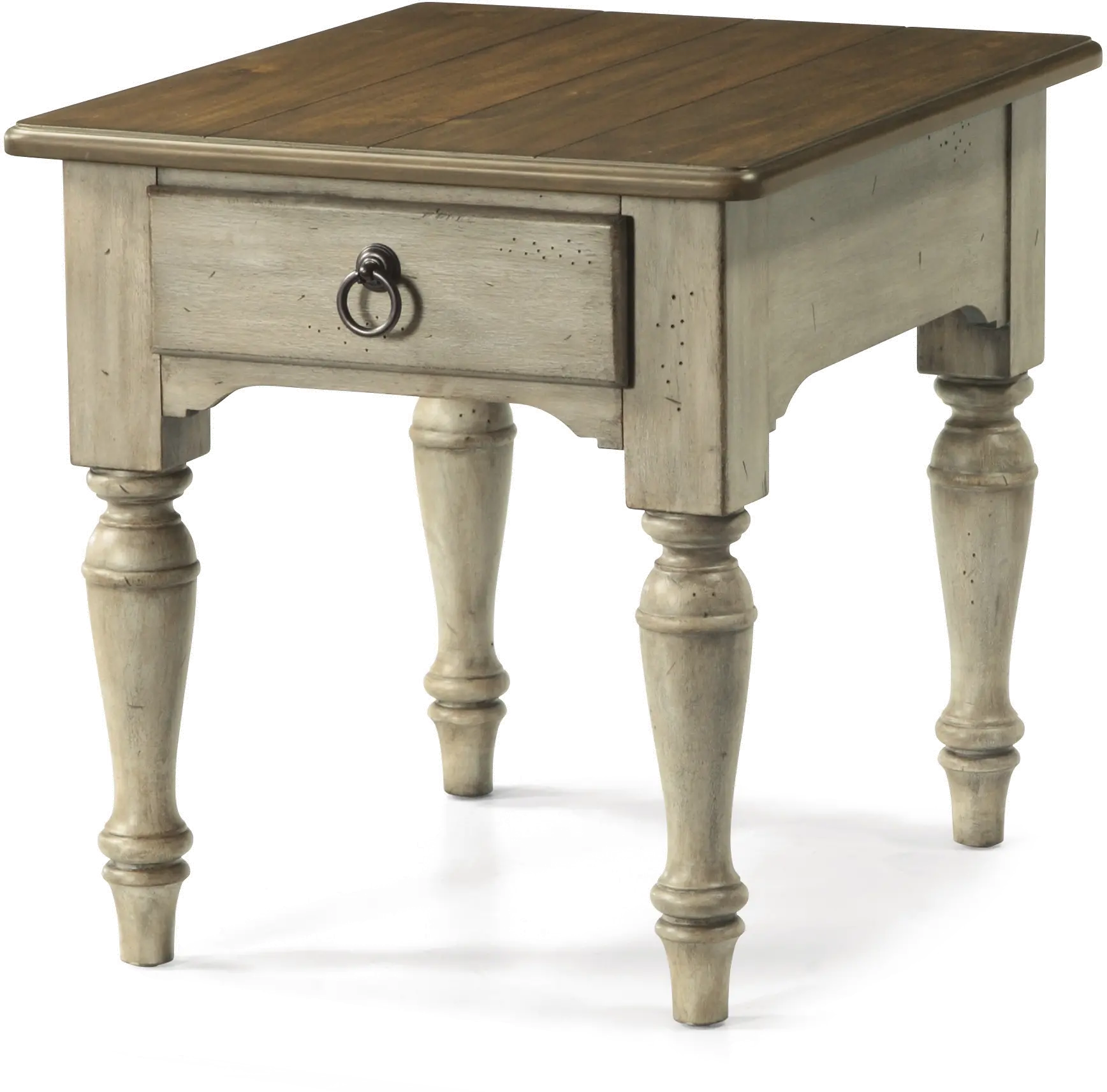 Antique White and Dark Wood End Table - Plymouth-3