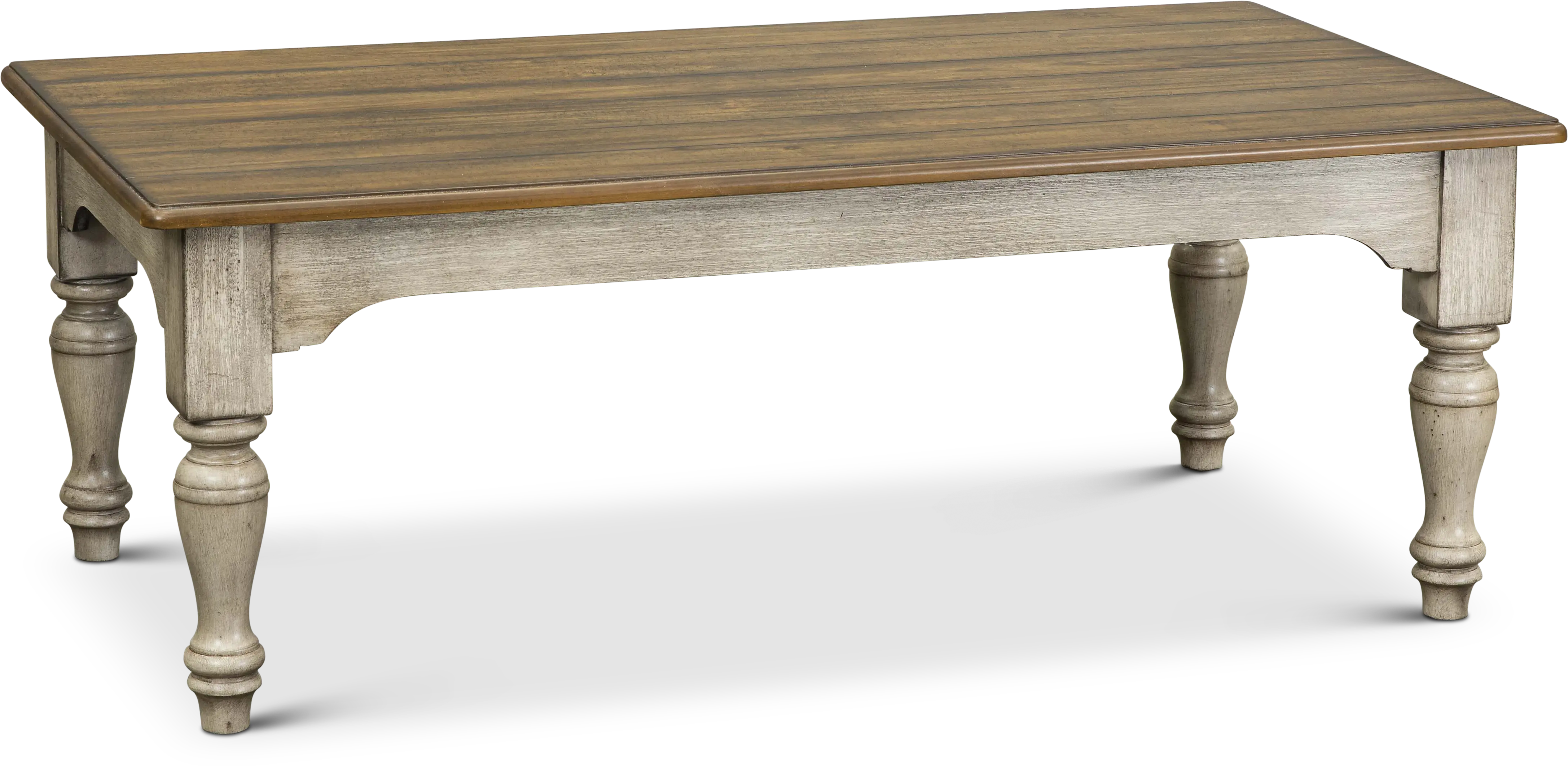 Antique White and Dark Brown Coffee Table - Plymouth-1