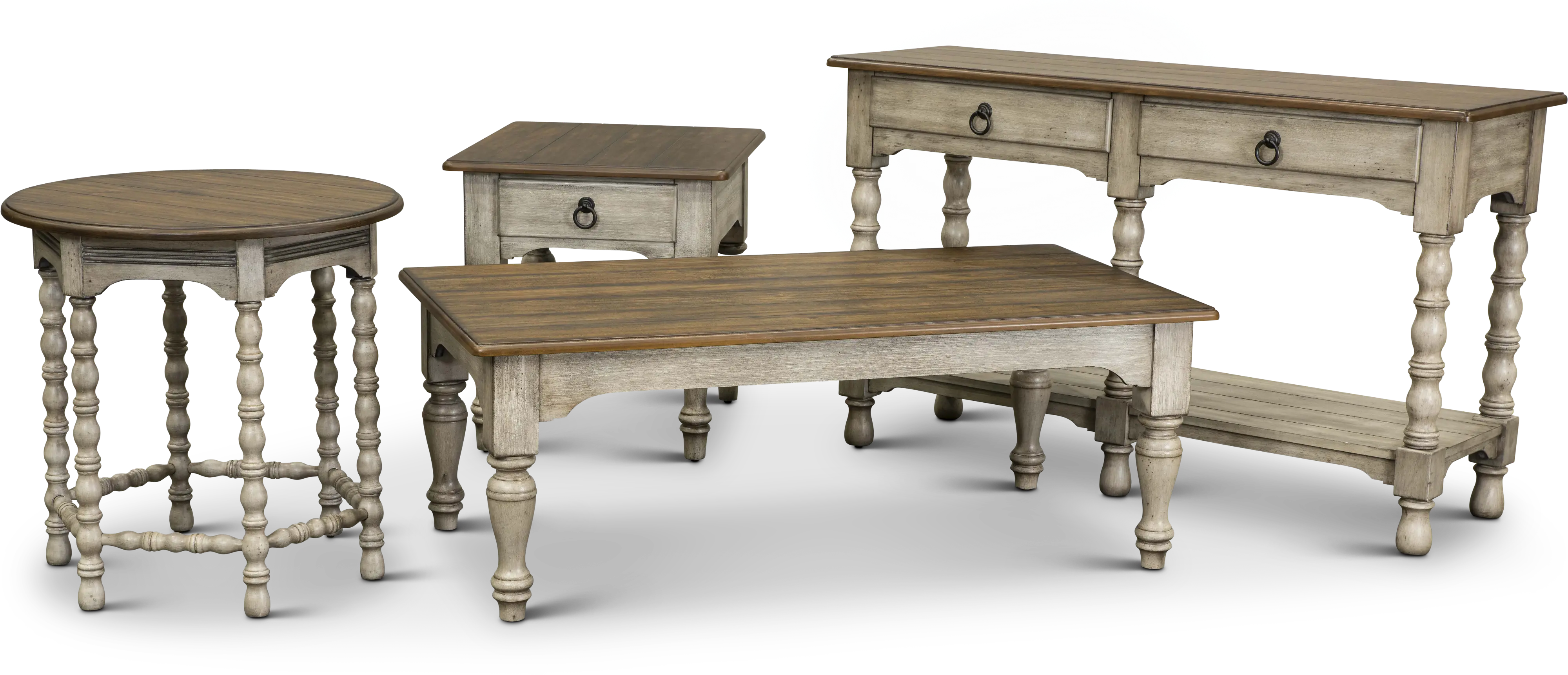 Antique White and Dark Brown Coffee Table - Plymouth-2