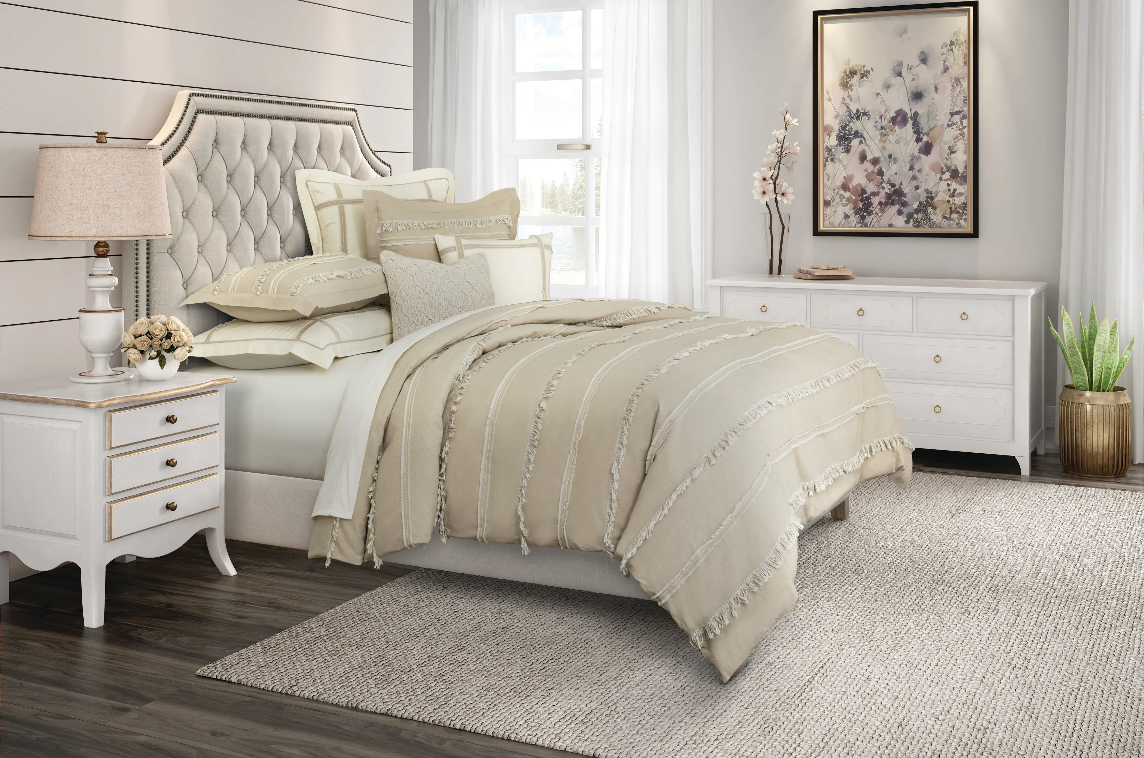 Country Lane Light Tan Queen 7 Piece Bedding Collection-1