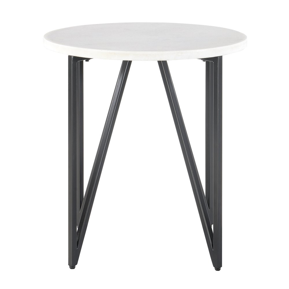 Cedric Black and White Marble End Table