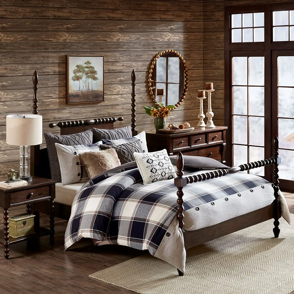 Black, Tan and Ivory Queen Urban Cabin 8 Piece Bedding Collection-2