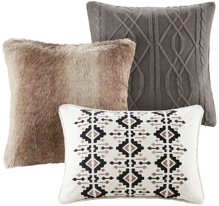Black, Tan and Ivory Queen Urban Cabin 8 Piece Bedding Collection-1