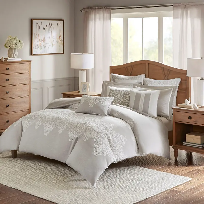 Taupe, Tan and Ivory Queen Barely There 8 Piece Bedding Collection