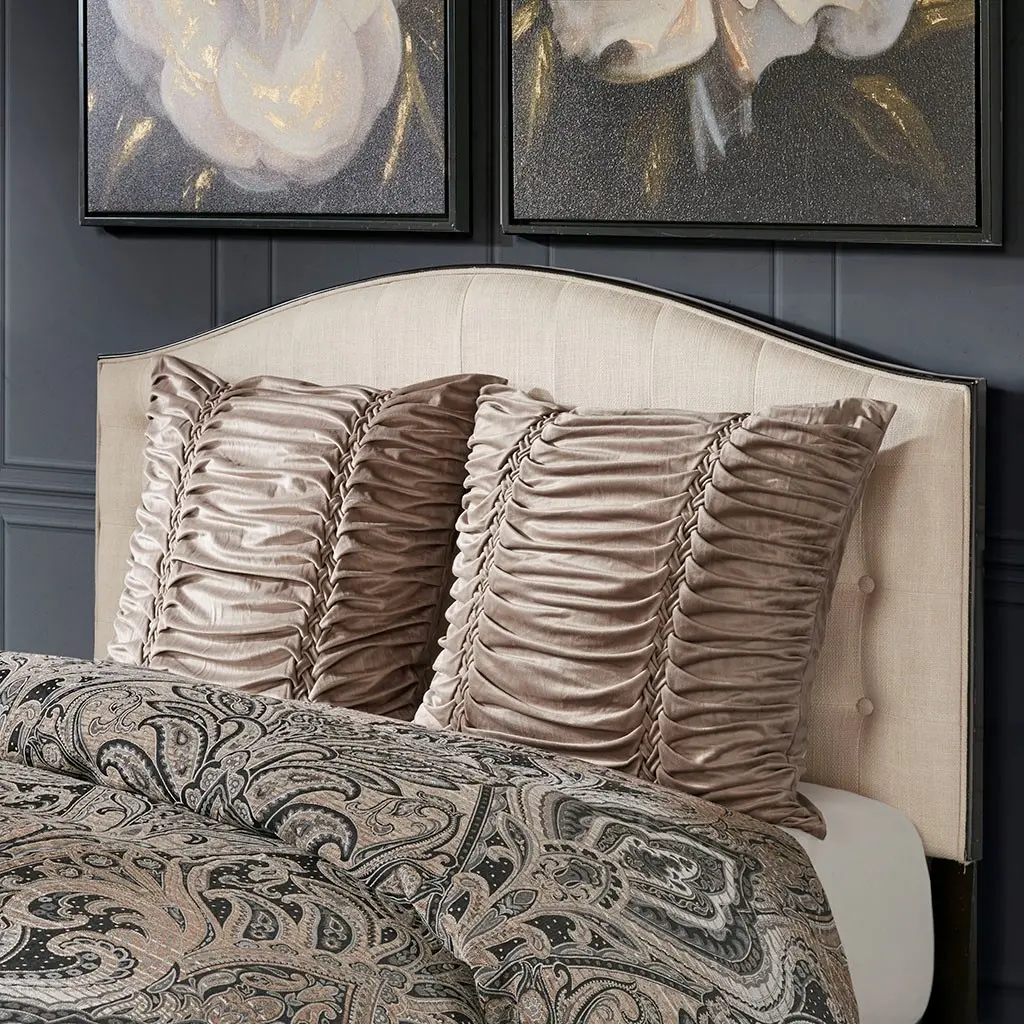 Dark Charcoal and Tan Queen Grandover 8 Piece Bedding Collection-7