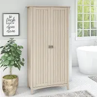 SAS332AW-03 Salinas Antique White Tall Storage Cabinet - Bush Furniture