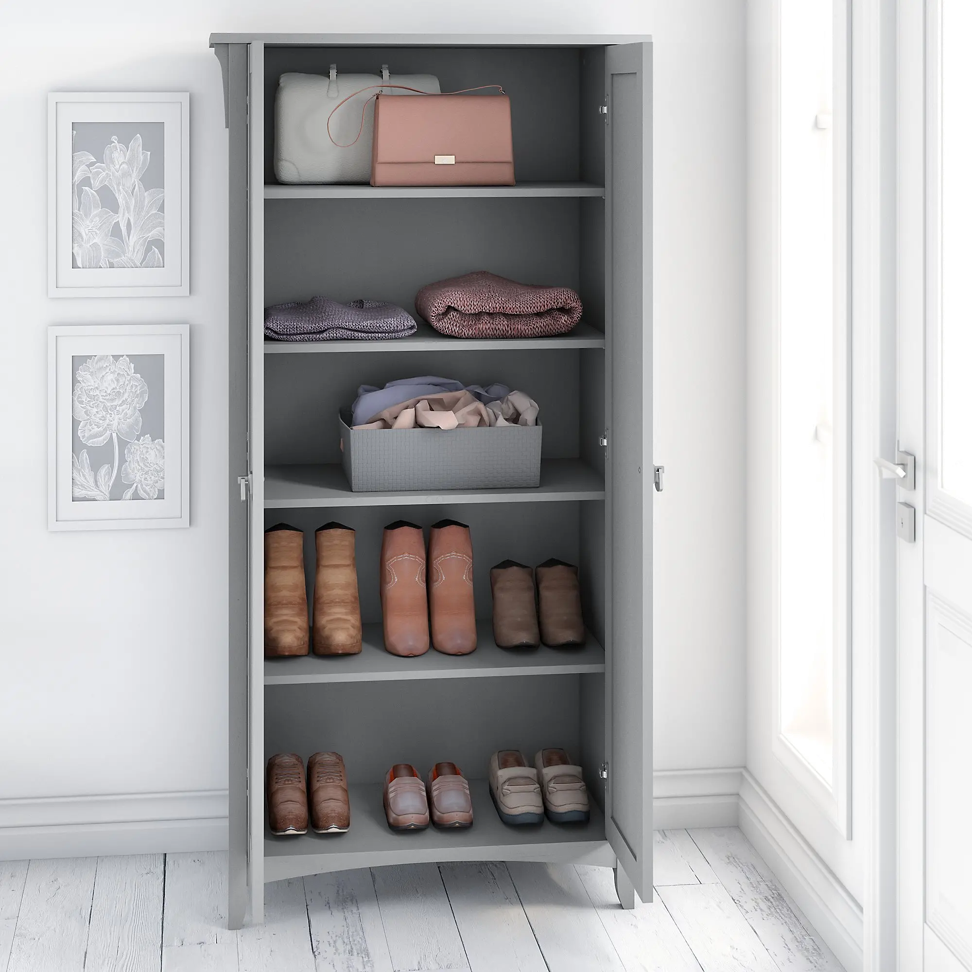 SAS332CG-03 Salinas Gray Tall Storage Cabinet - Bush Furniture-3